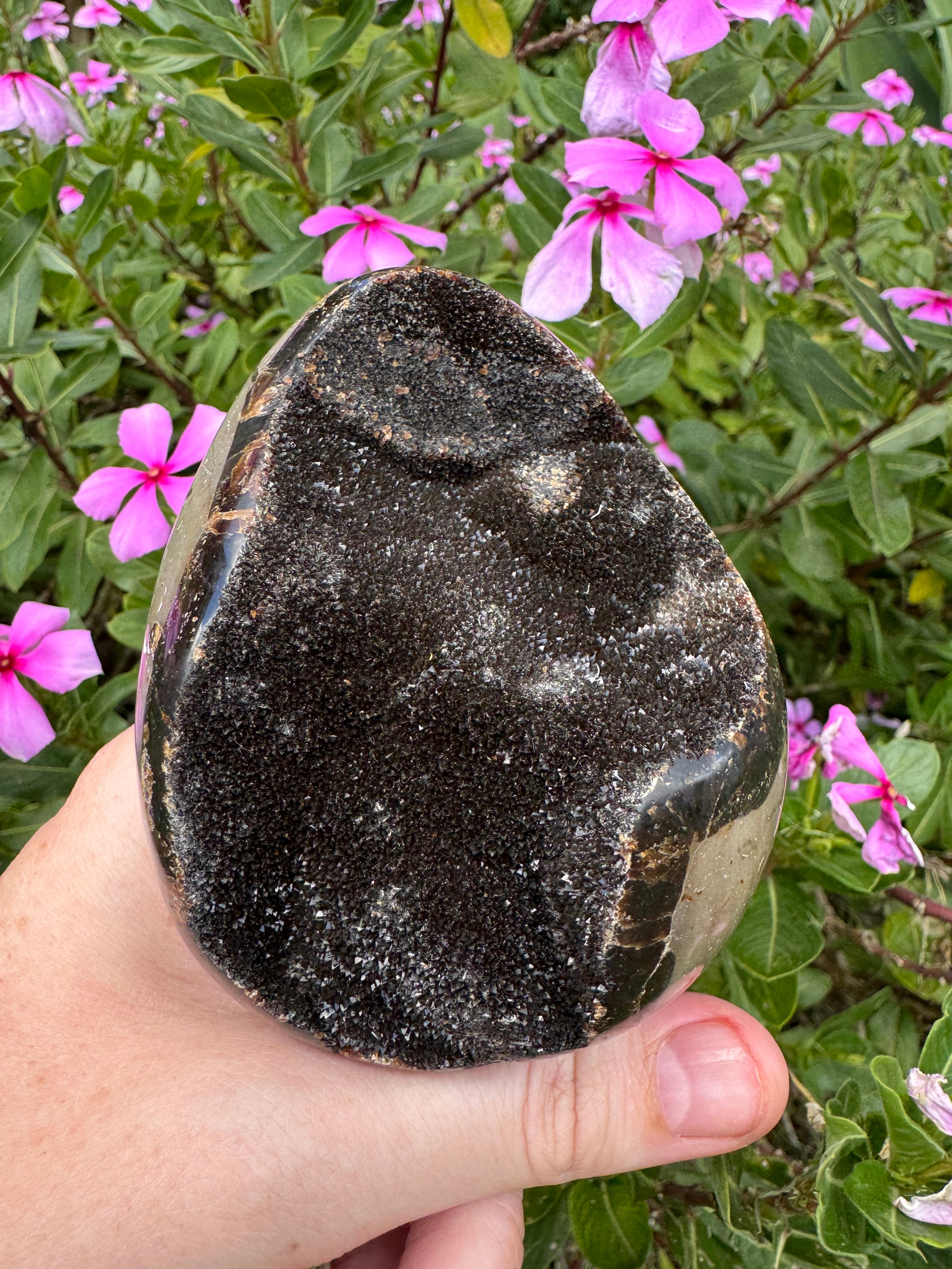 Septarian Druzy Egg with Calcite Inclusions