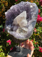 Amethyst Cluster with Druzy Calcite Inclusions