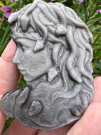 Medusa Carving - Silver Sheen Obsidian