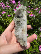 Epidote and Prehnite on Garden Quartz Cluster