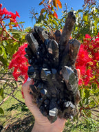 Deep Black Smoky Quartz Cluster - 2.049kg