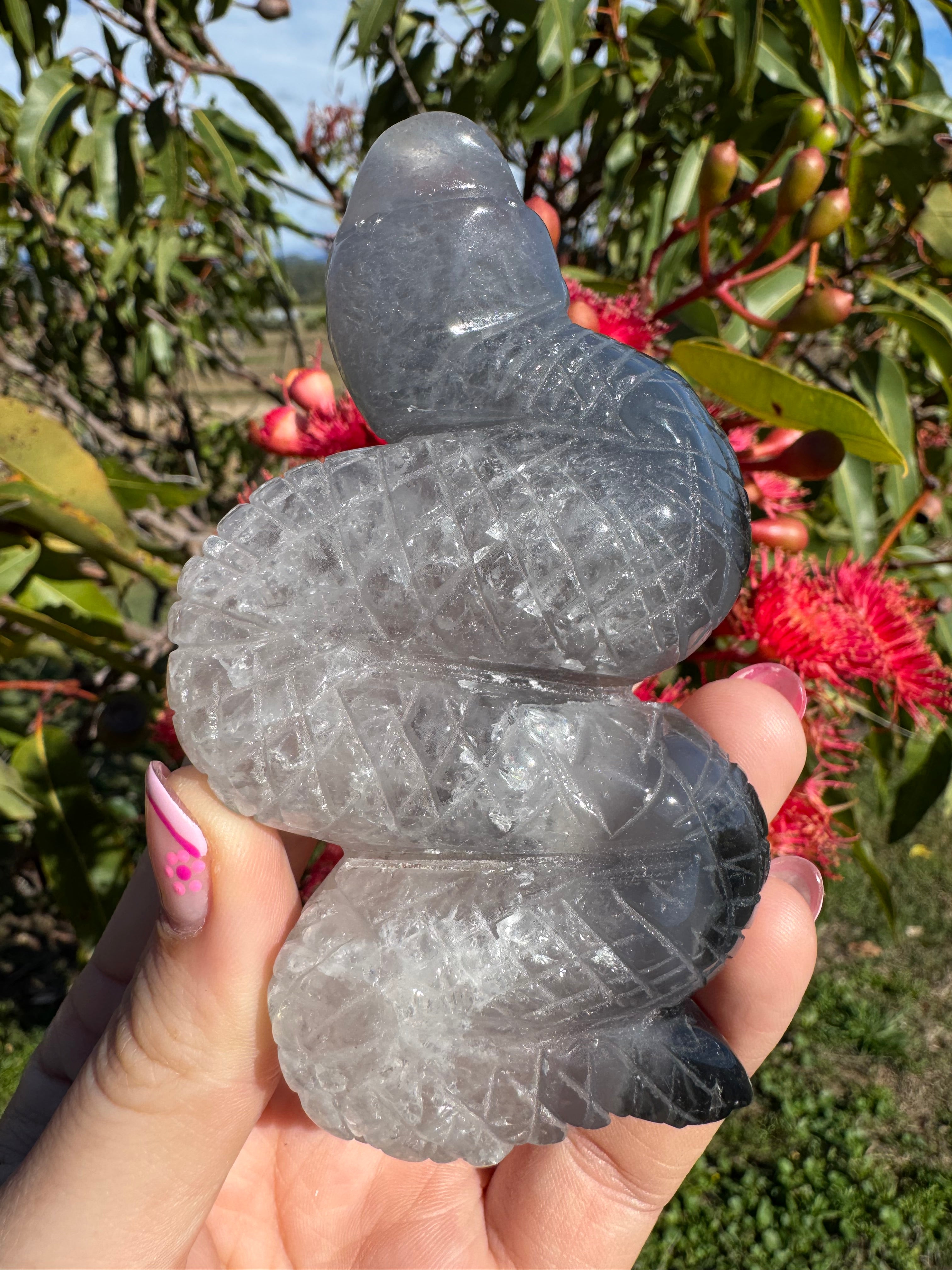 Volcanic Agate Snake Carving