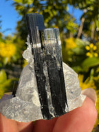 Green Tourmaline Twins In Quartz Specimen | Stak Nala