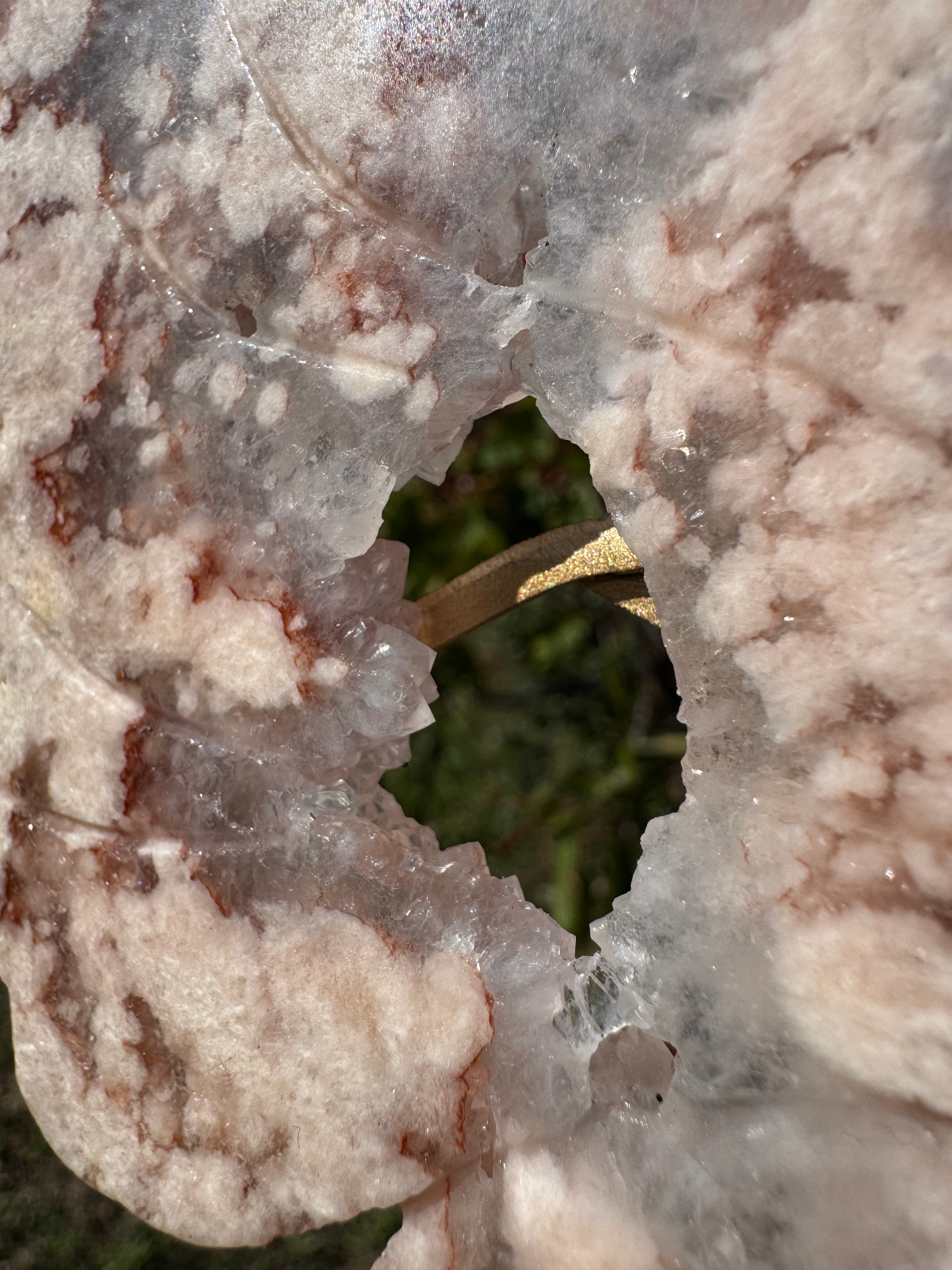 Premium Geode Druzy Pink Sakura Flower Agate Butterfly Wings With Display Stand