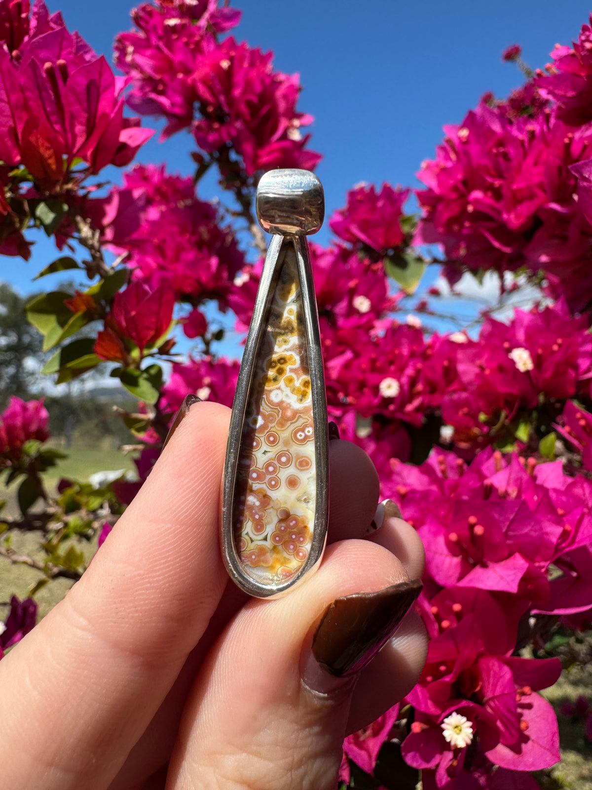 Sterling Silver Pendant - Ocean Jasper