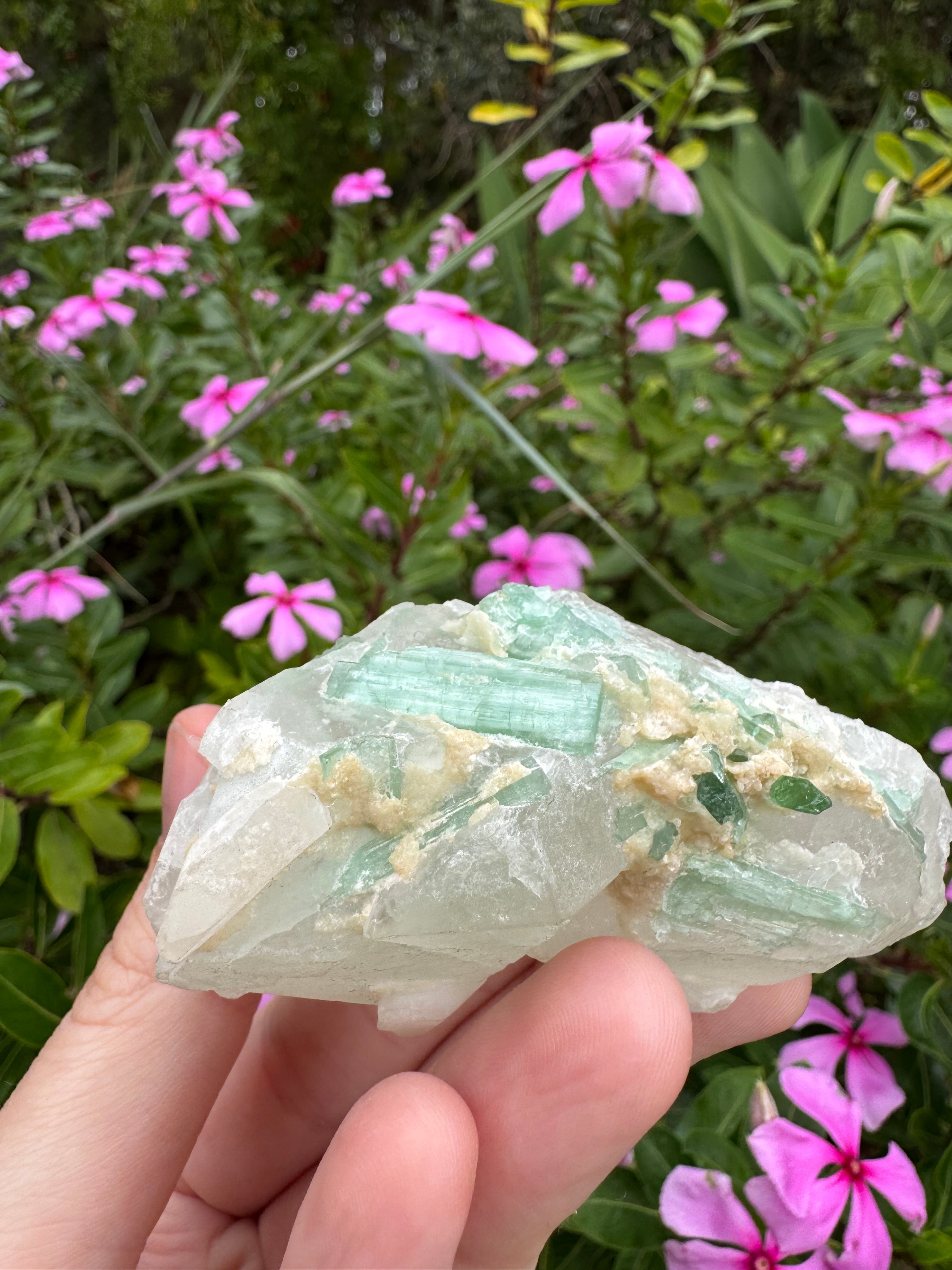 Green Tourmaline in Quartz Specimen