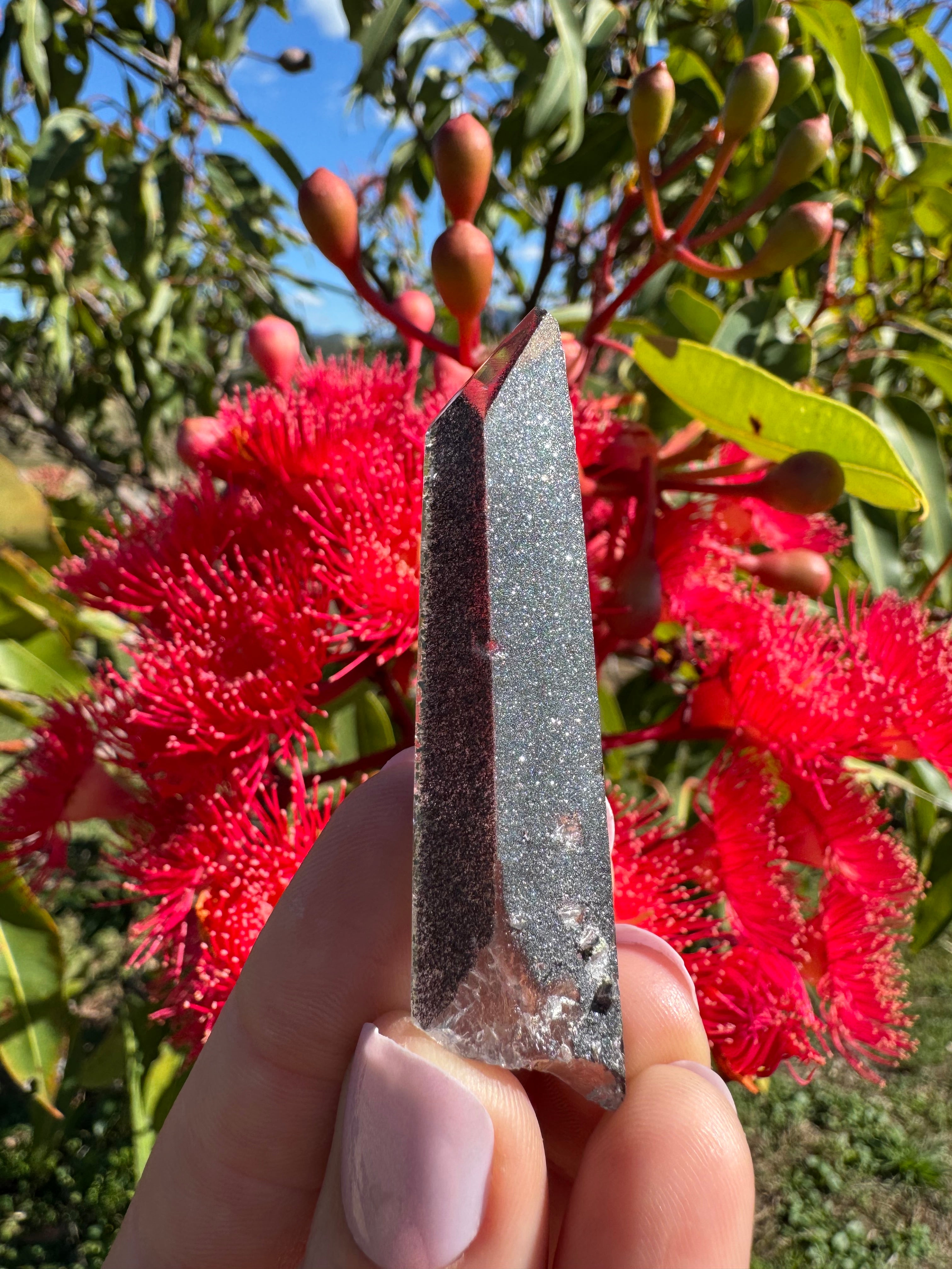 Hematite Coated Quartz Point
