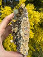 Aquamarine with Feldspar, Fluorite and Quartz on Matrix