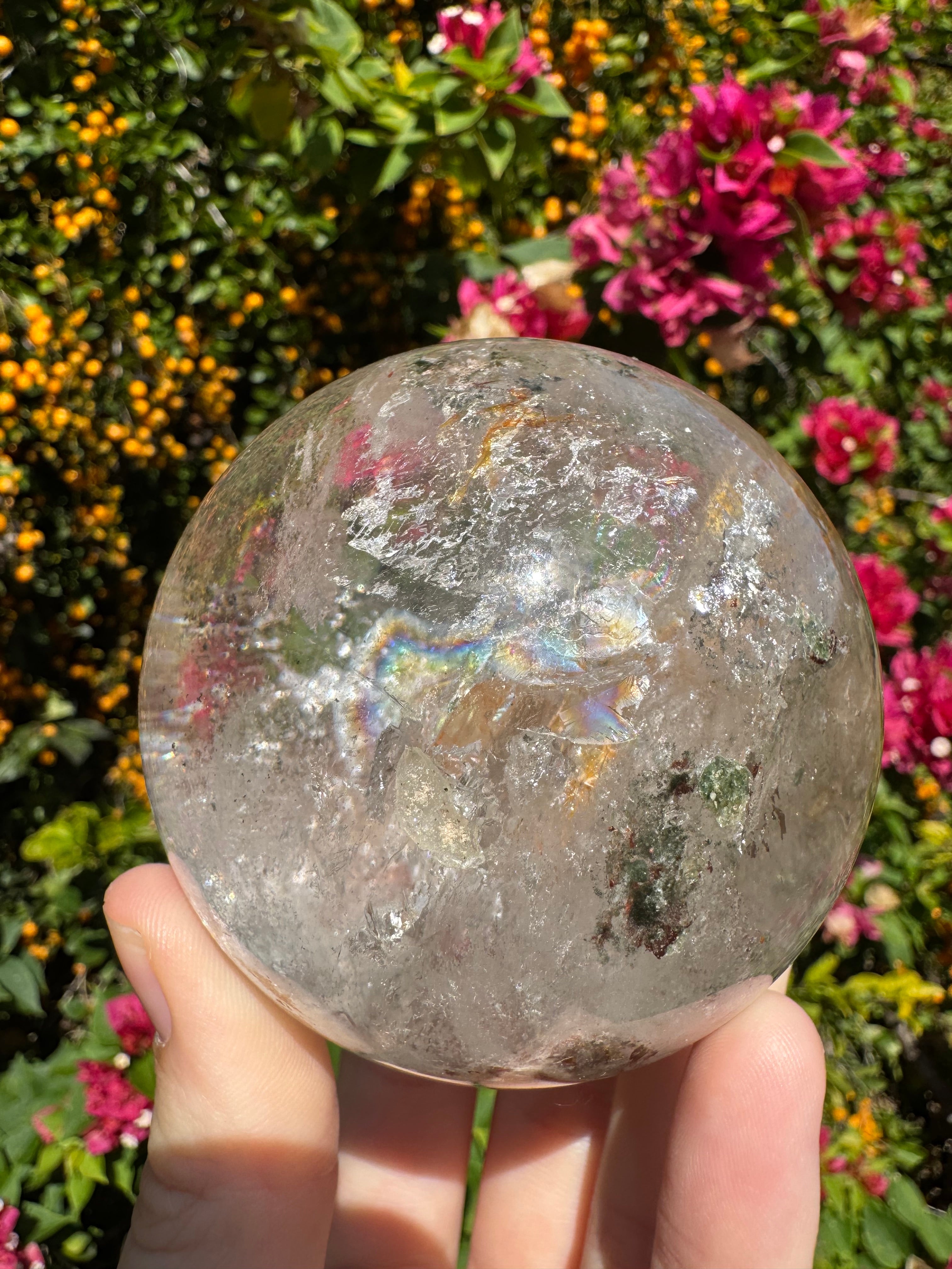 Enhydro Included Quartz Sphere - Moving + Stationary Bubbles