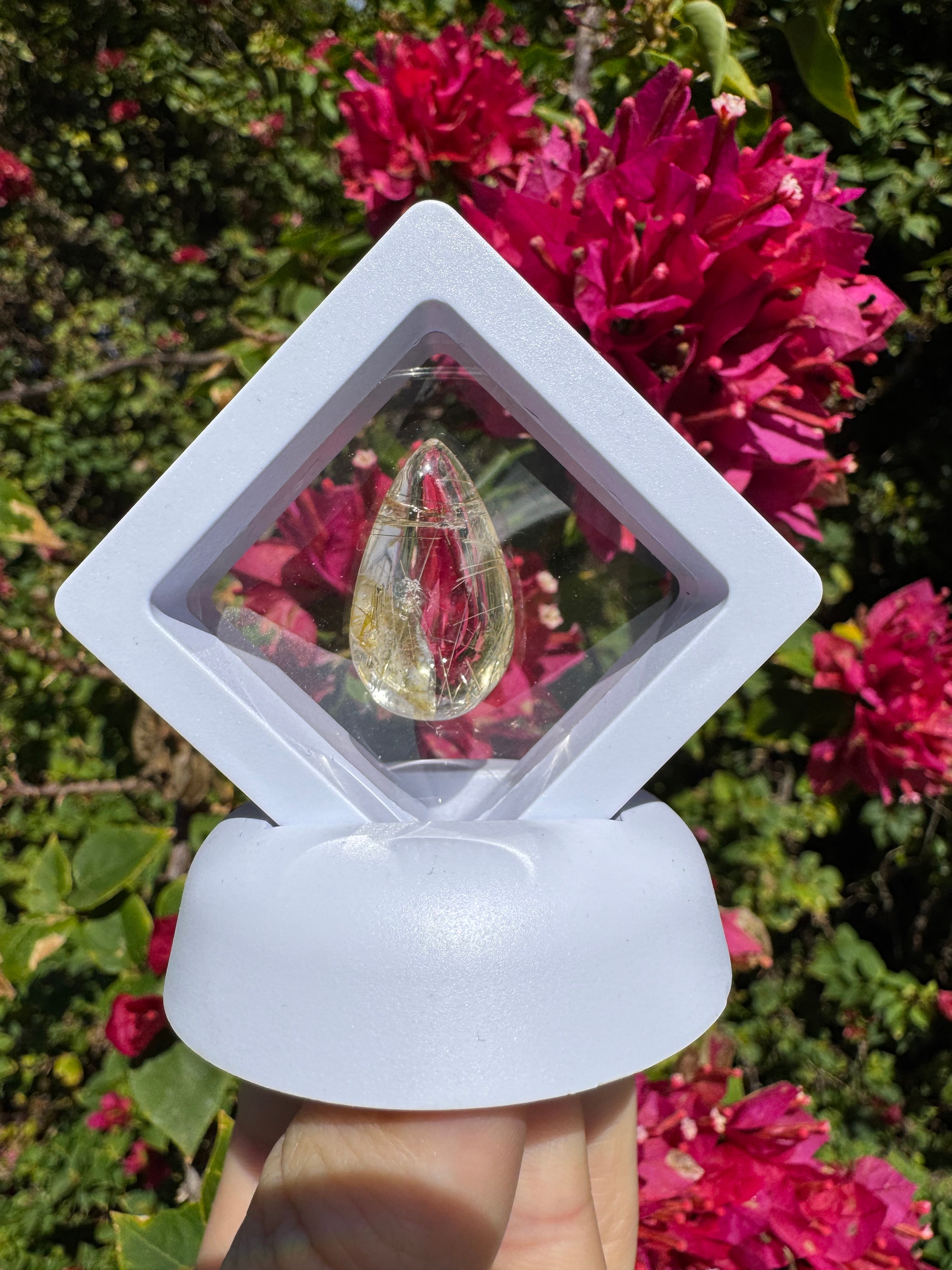 Golden Rutile In Quartz Cabachon