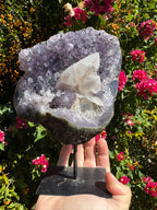 Amethyst Cluster with Druzy Calcite Inclusions