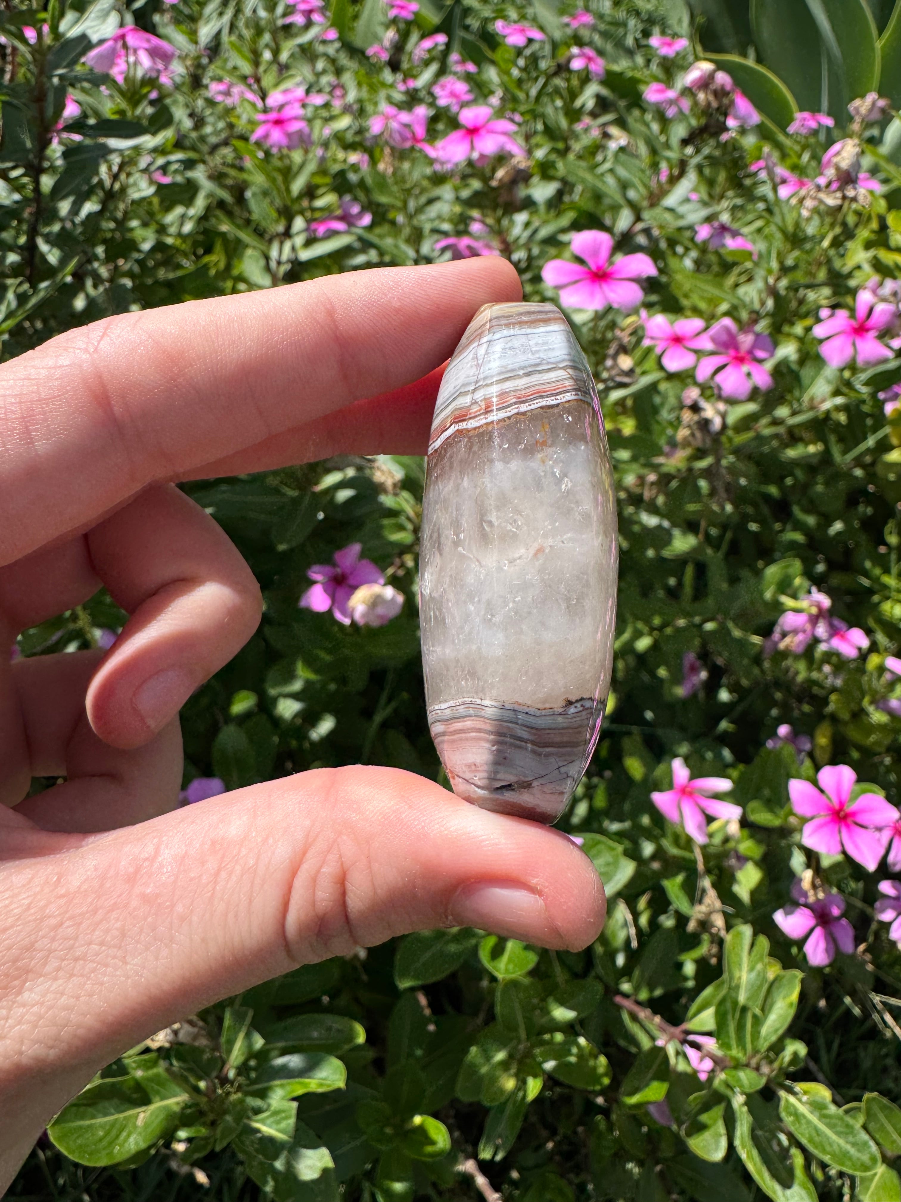 Mexican Agate And Amethyst Palm Stone