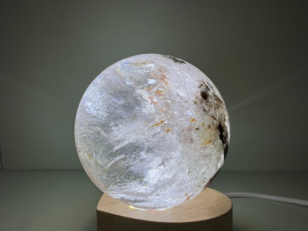 Enhydro Included Quartz Sphere - Moving + Stationary Bubbles