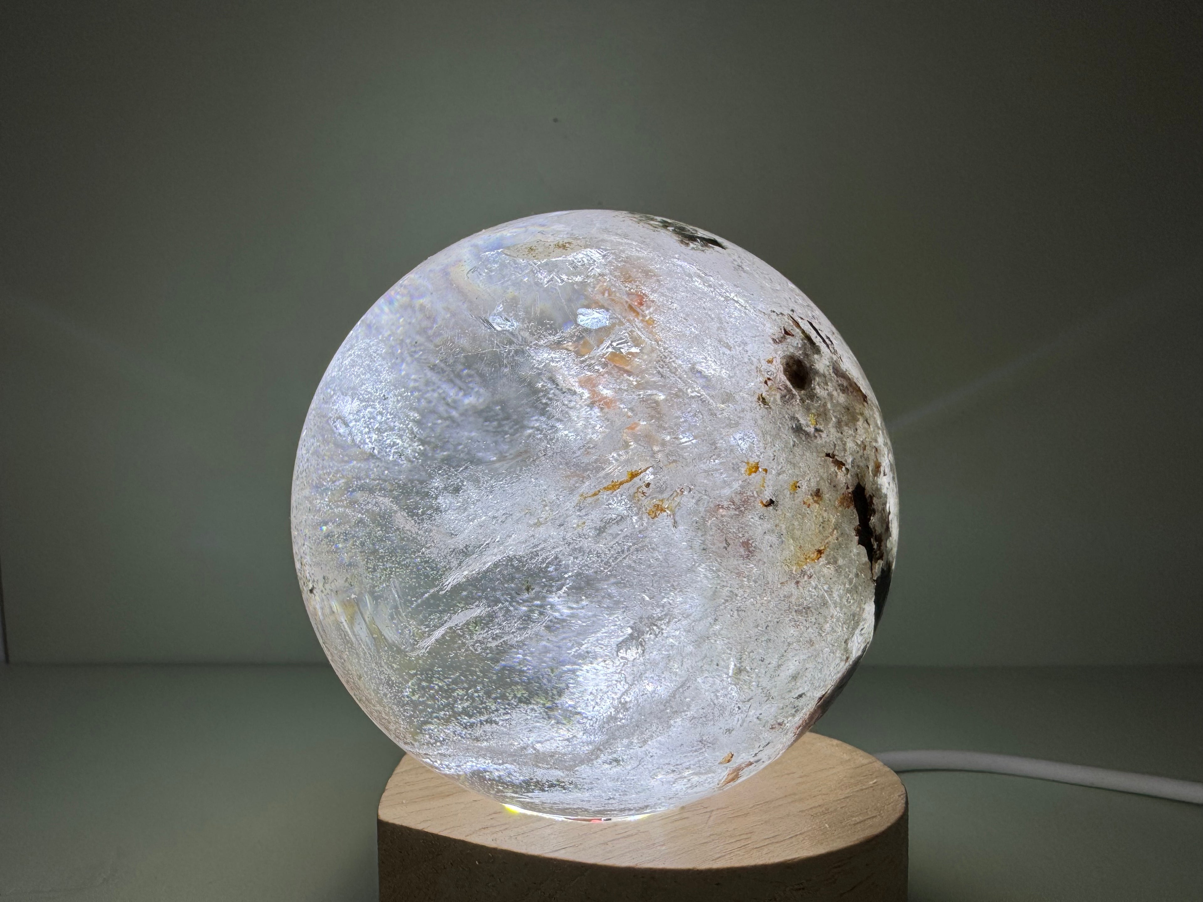 Enhydro Included Quartz Sphere - Moving + Stationary Bubbles