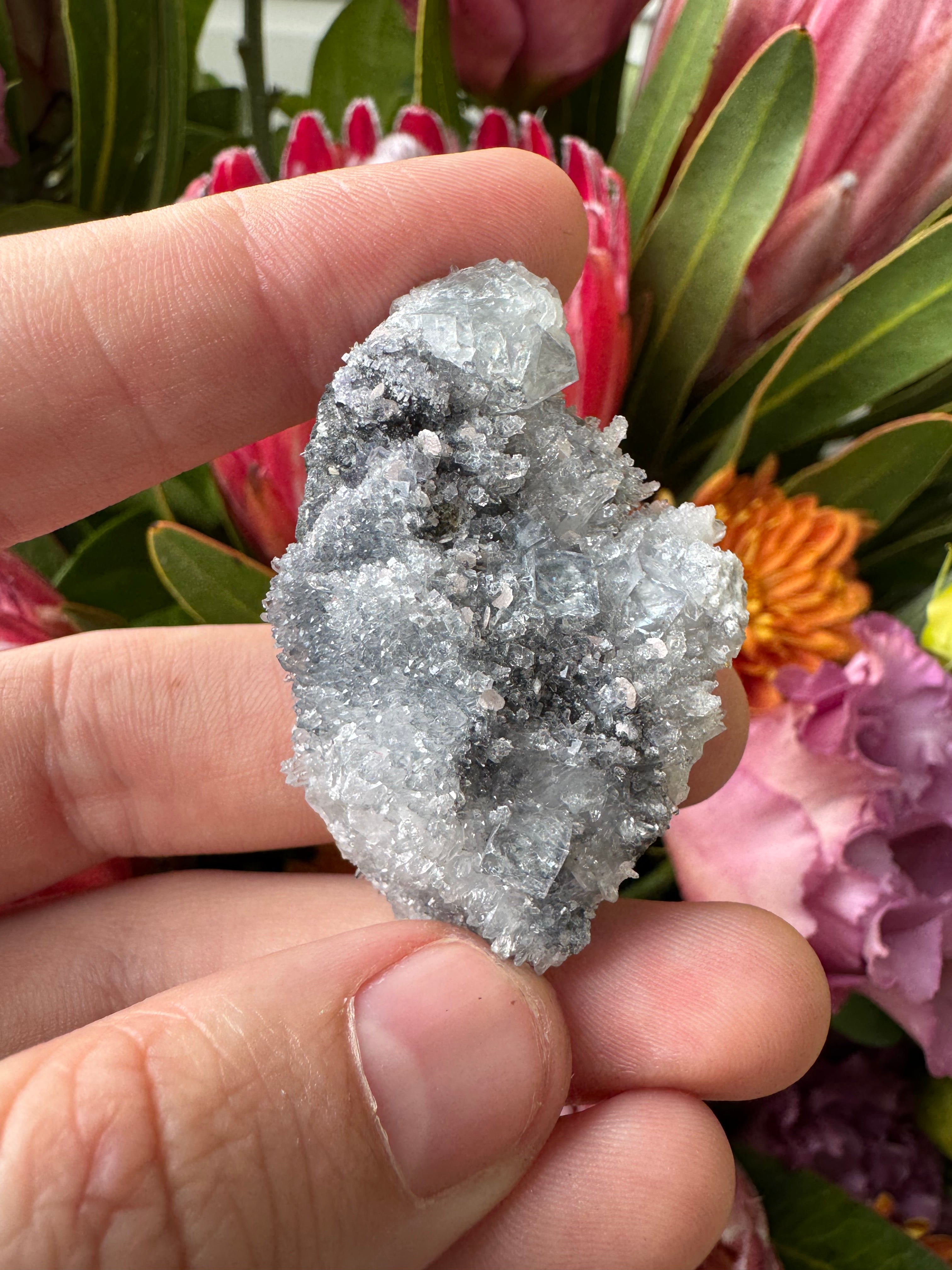 Rhodochrosite + Quartz + Fluorite Specimen