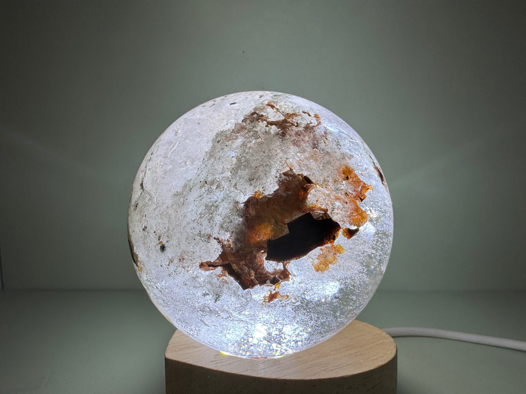Enhydro Included Quartz Sphere - Moving + Stationary Bubbles