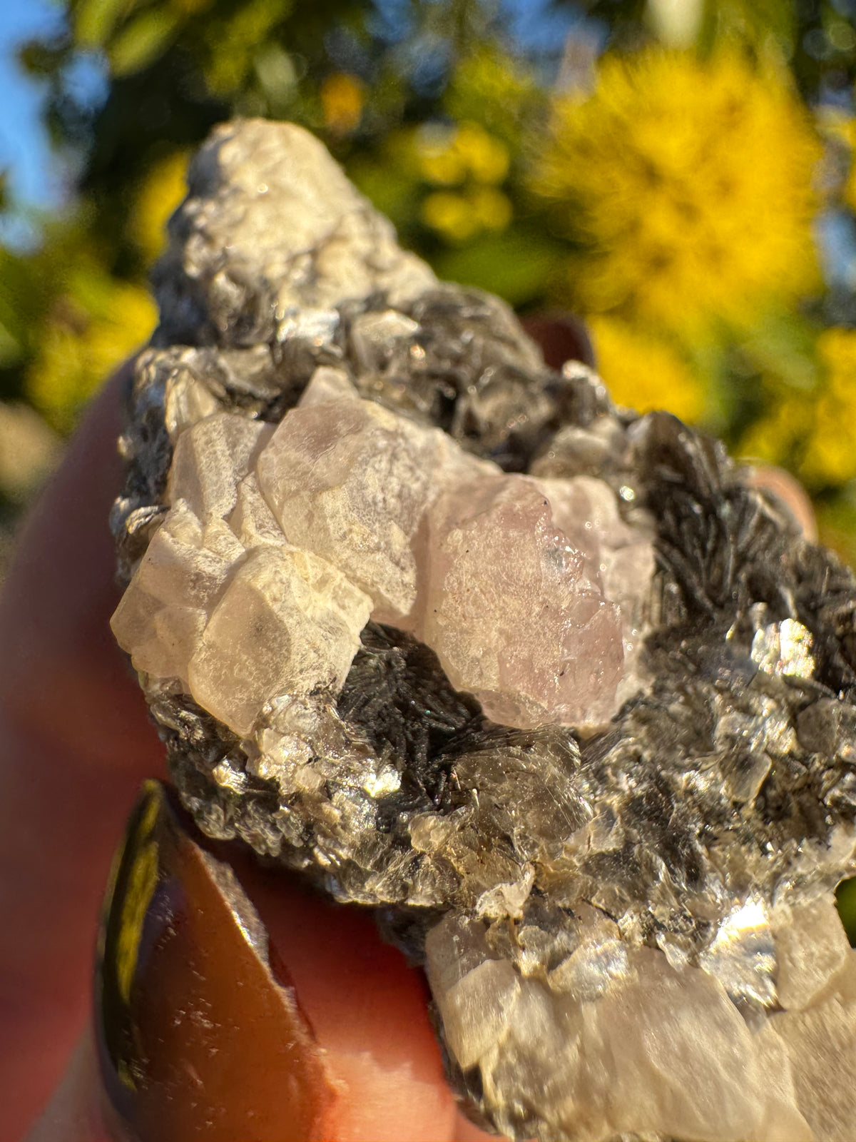 Pink Apatite On Mica Matrix Specimen