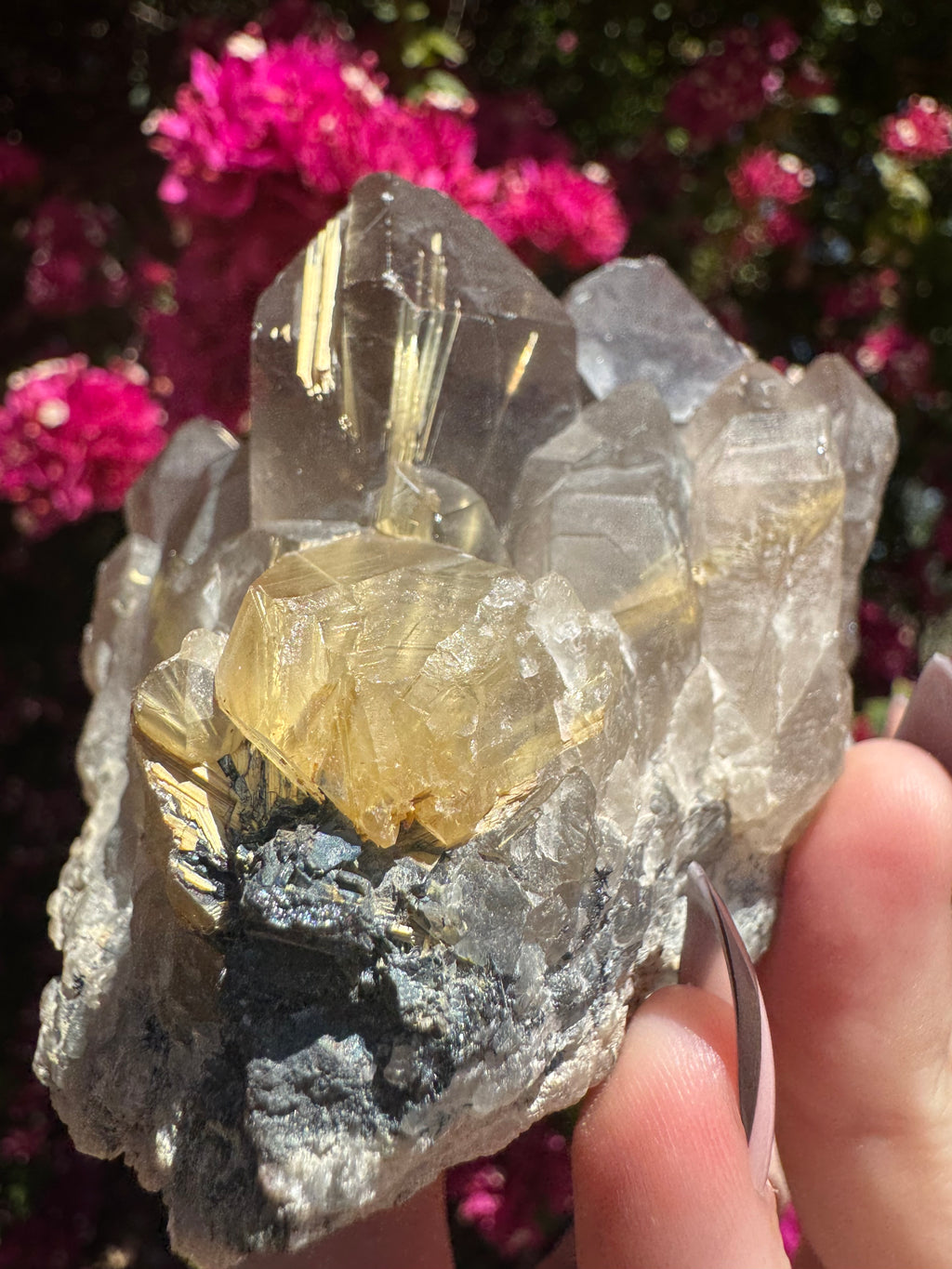 Smoky Quartz With Rutile Star Cluster