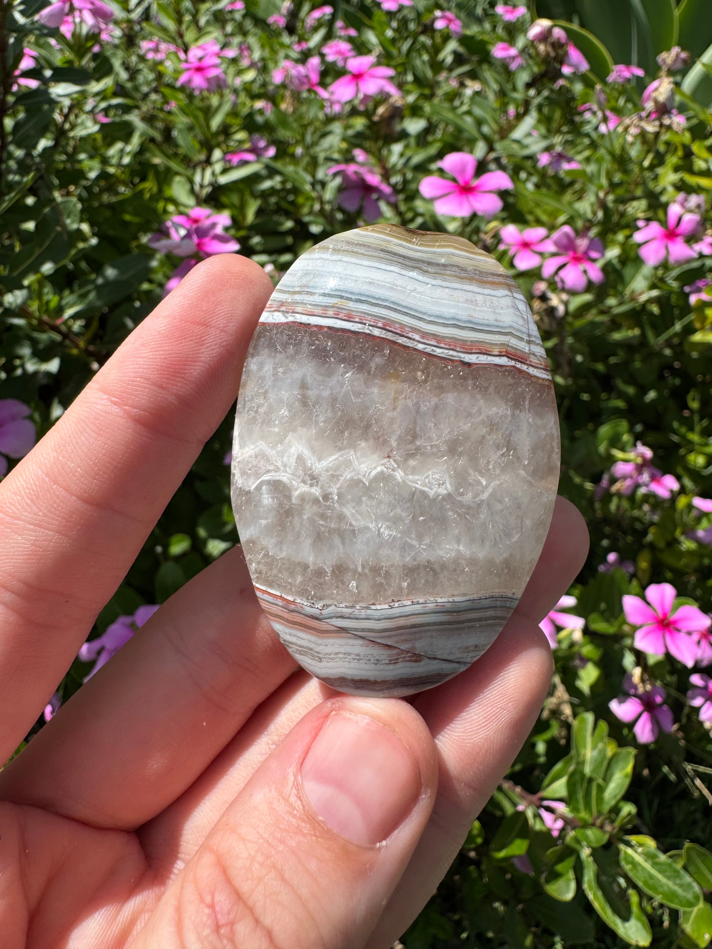 Mexican Agate And Amethyst Palm Stone