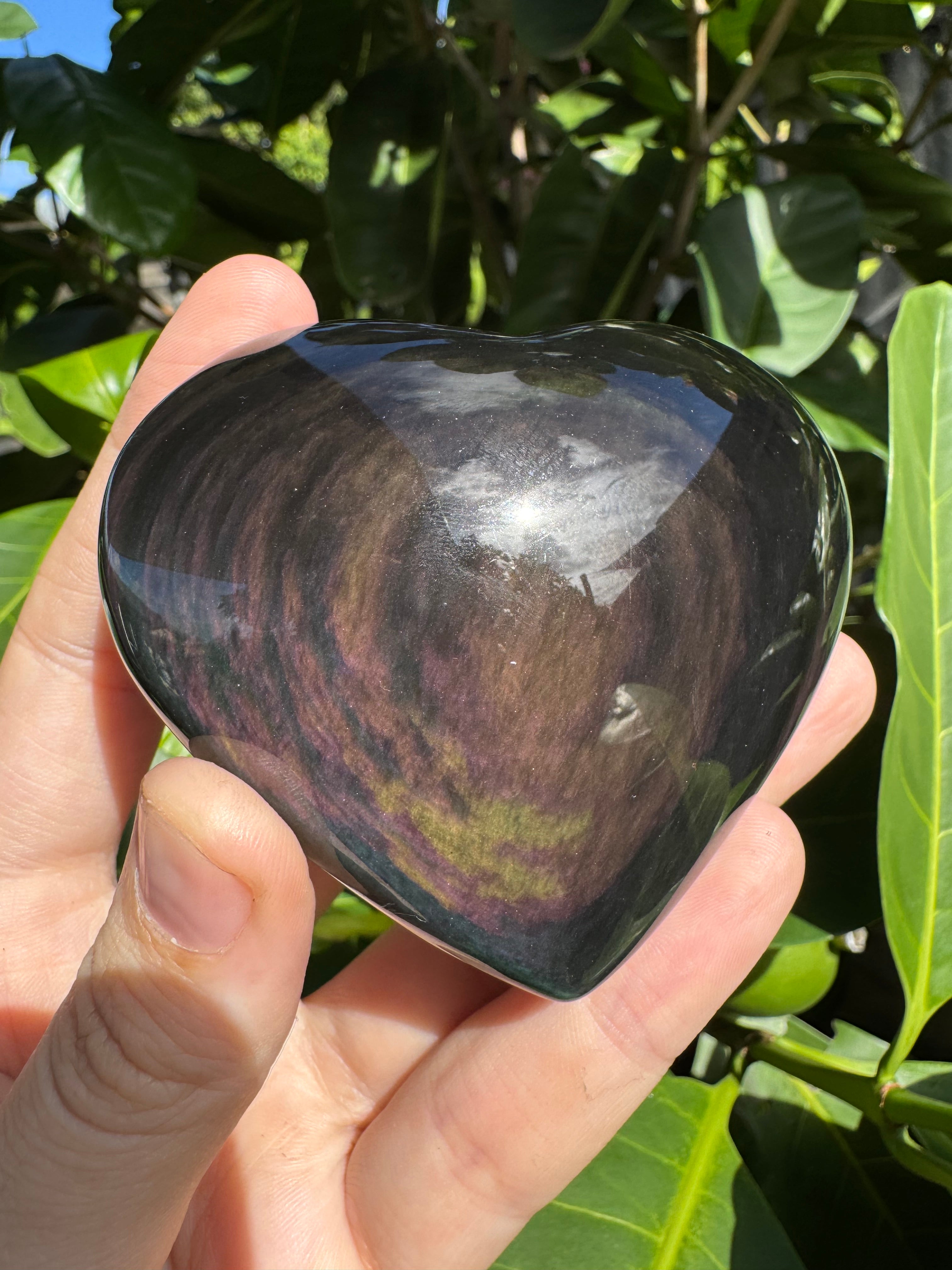 Rainbow Obsidian Heart