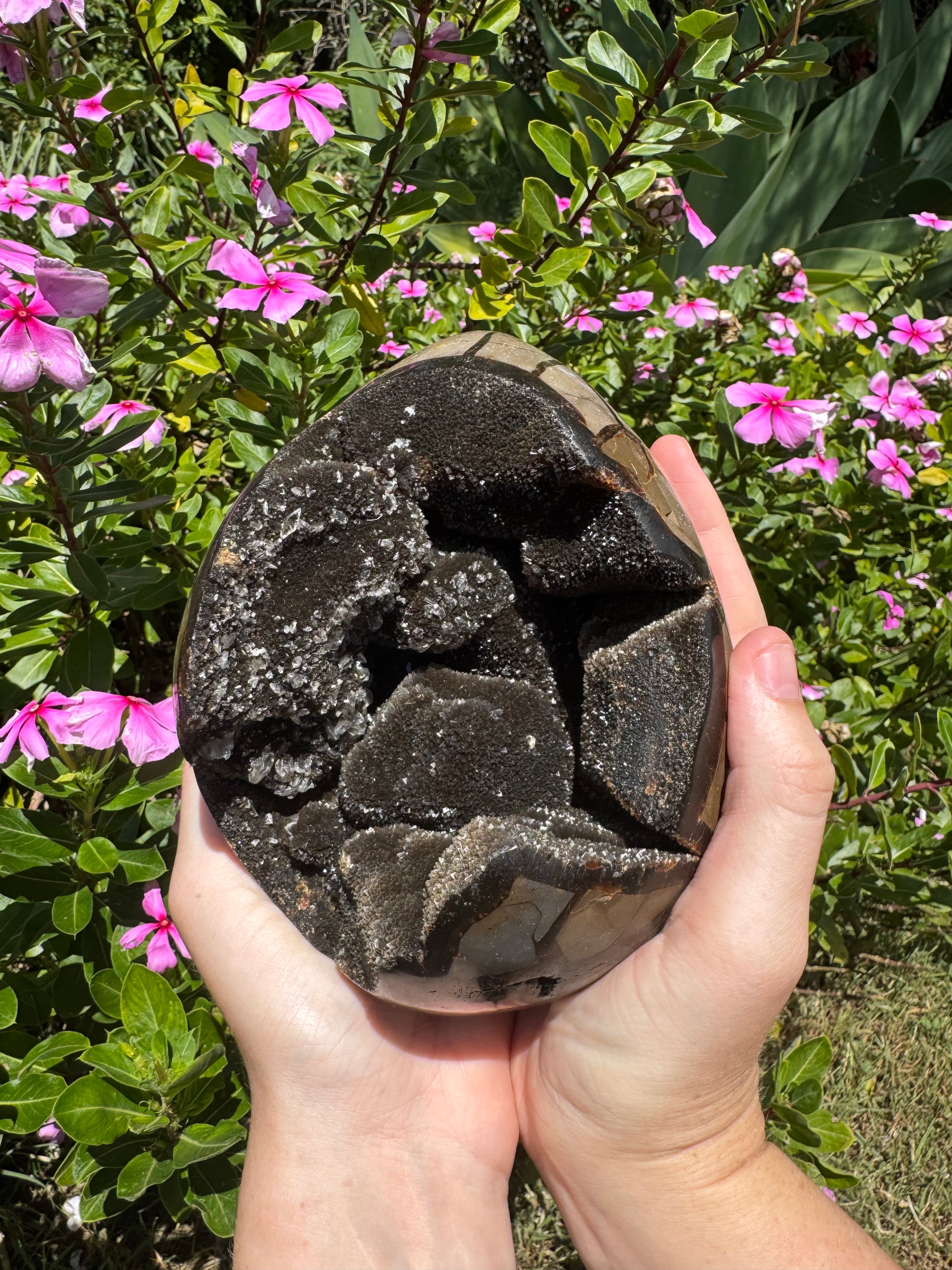 Septarian Druzy Egg with Calcite Inclusions - 2.446kg