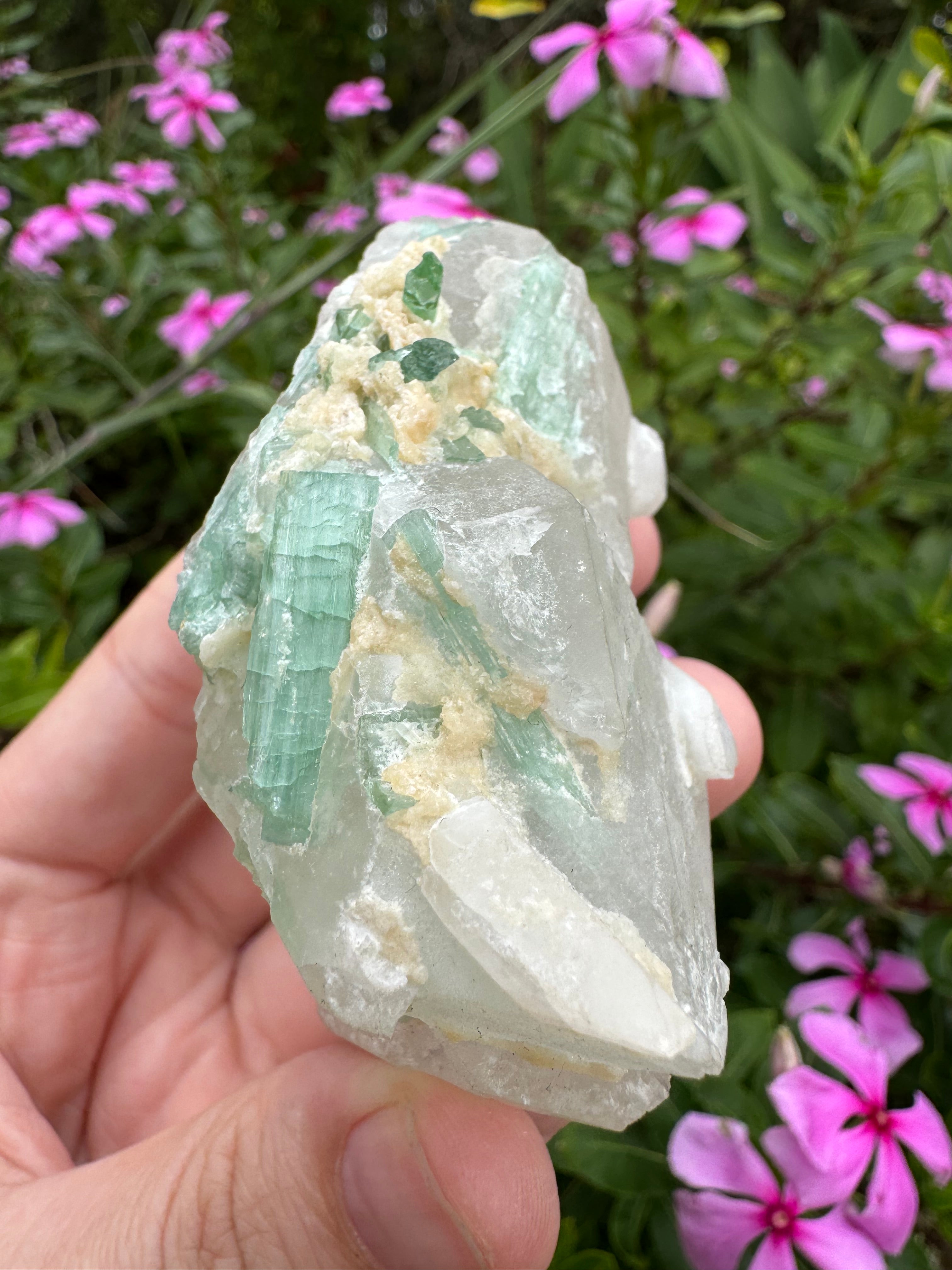 Green Tourmaline in Quartz Specimen