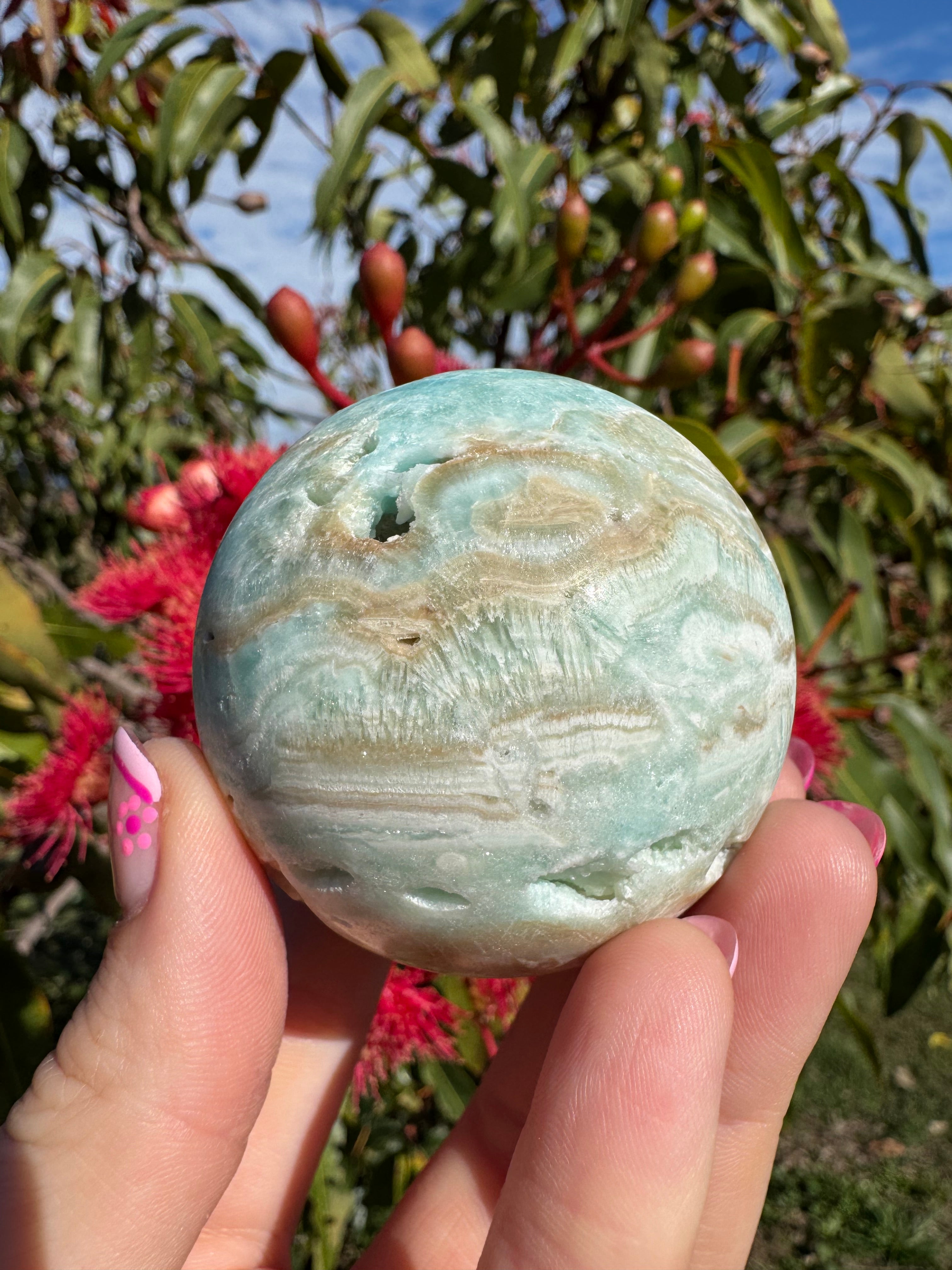 Blue Aragonite Sphere