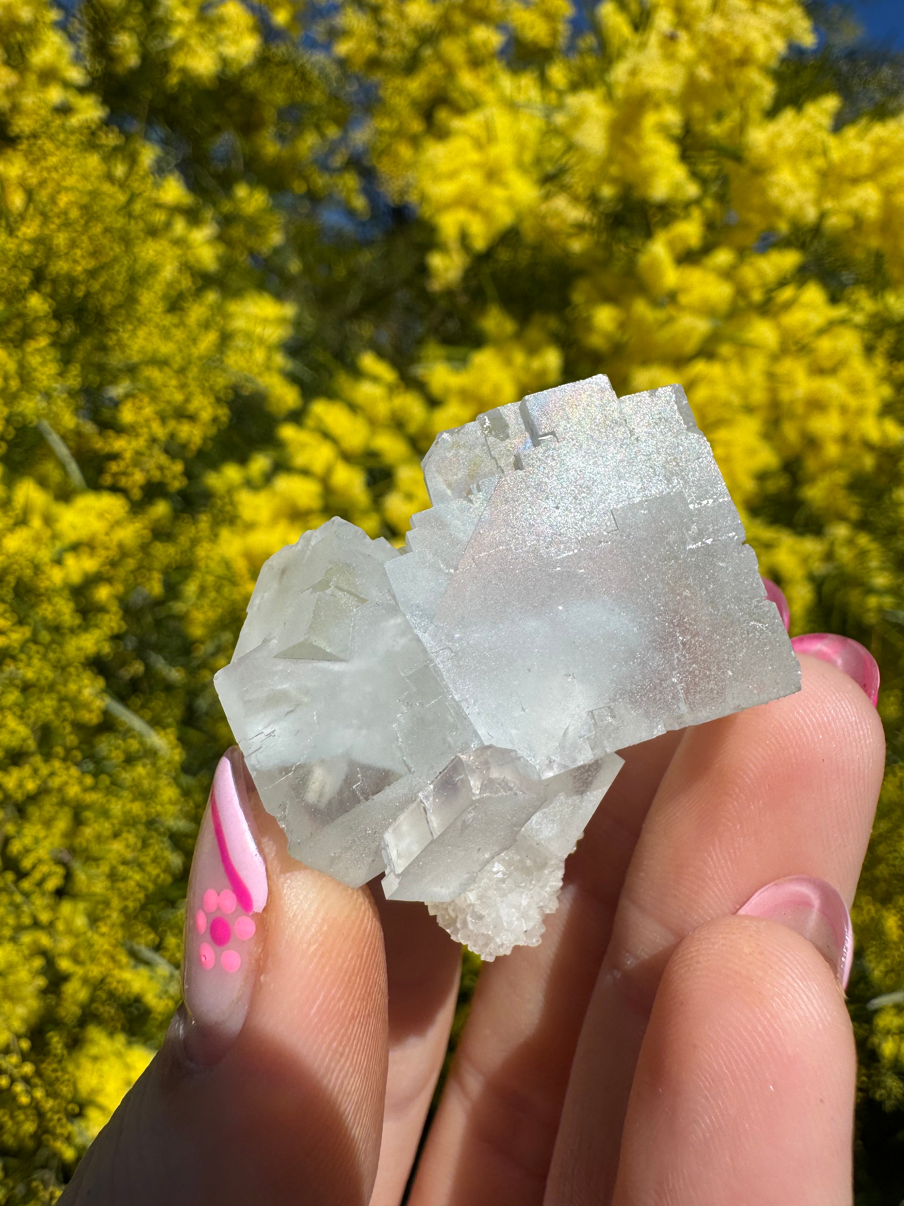 Iridescent Fluorite with Quartz Specimen