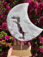 Lune en améthyste rose XL - Pièce maîtresse