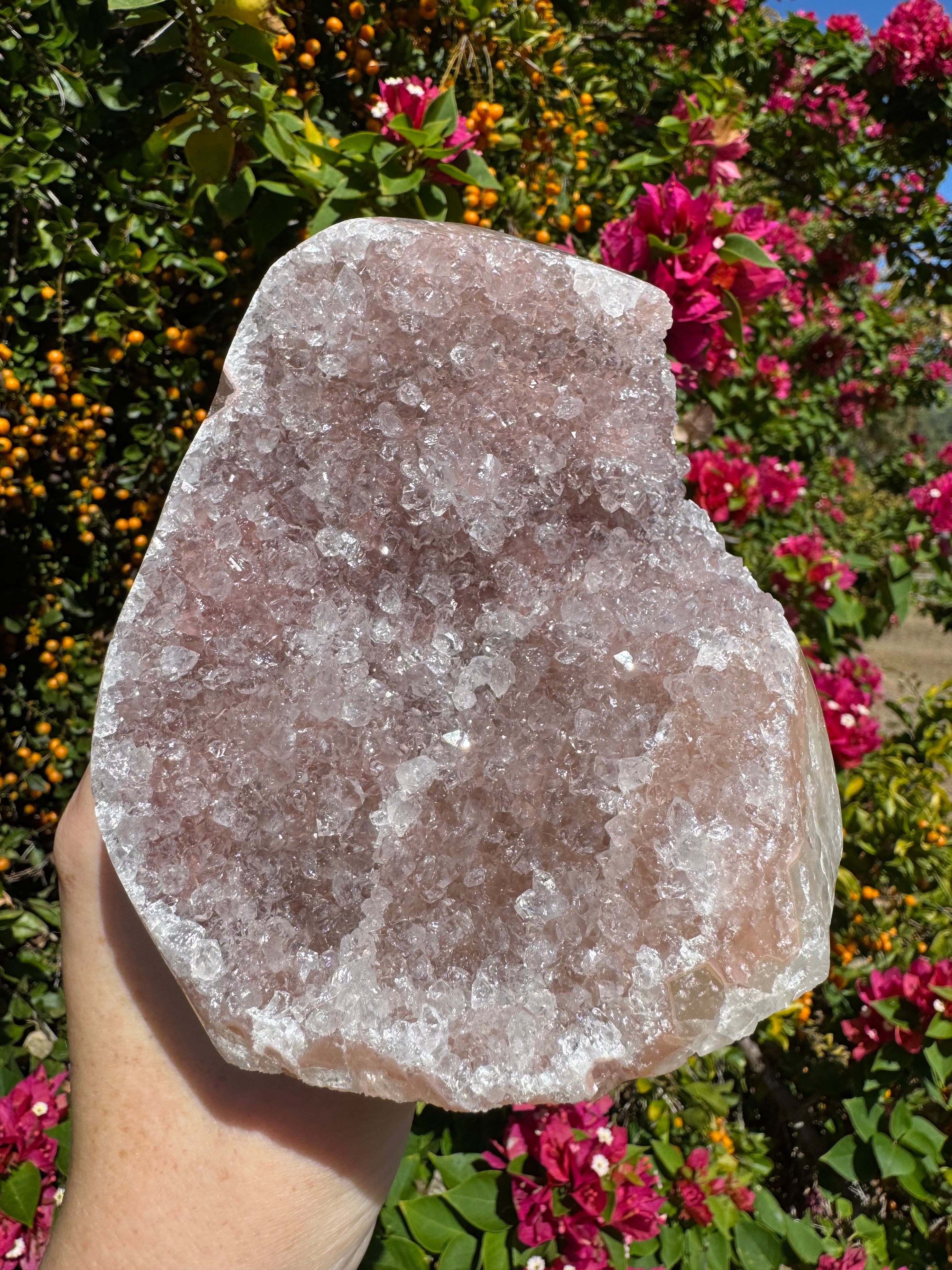 Pink Rainbow Amethyst Druzy Standing Geode – 1.229kg