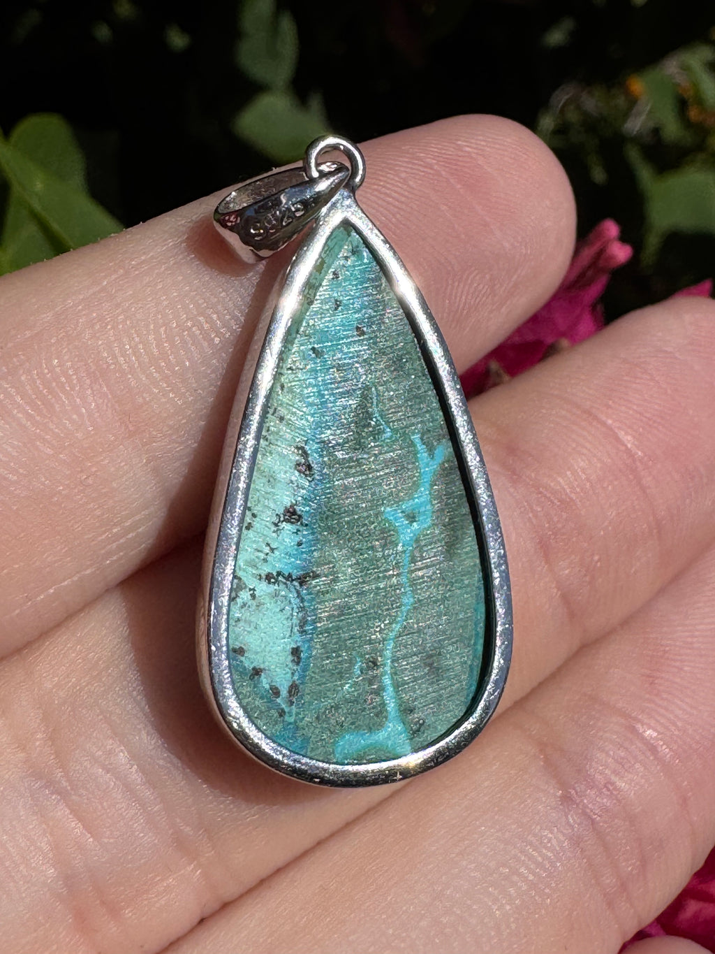 Malachite And Chrysocolla Pendant - Sterling Silver