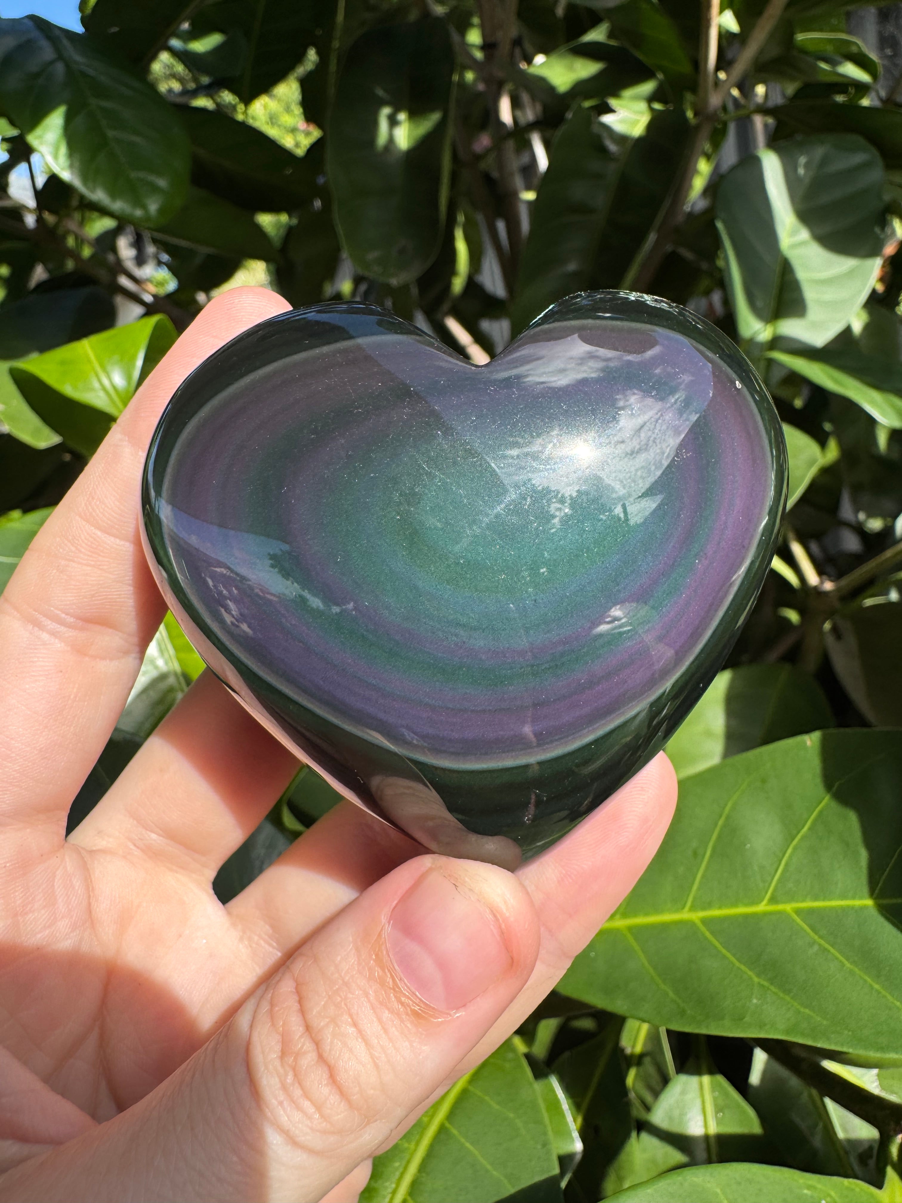 Rainbow Obsidian Heart