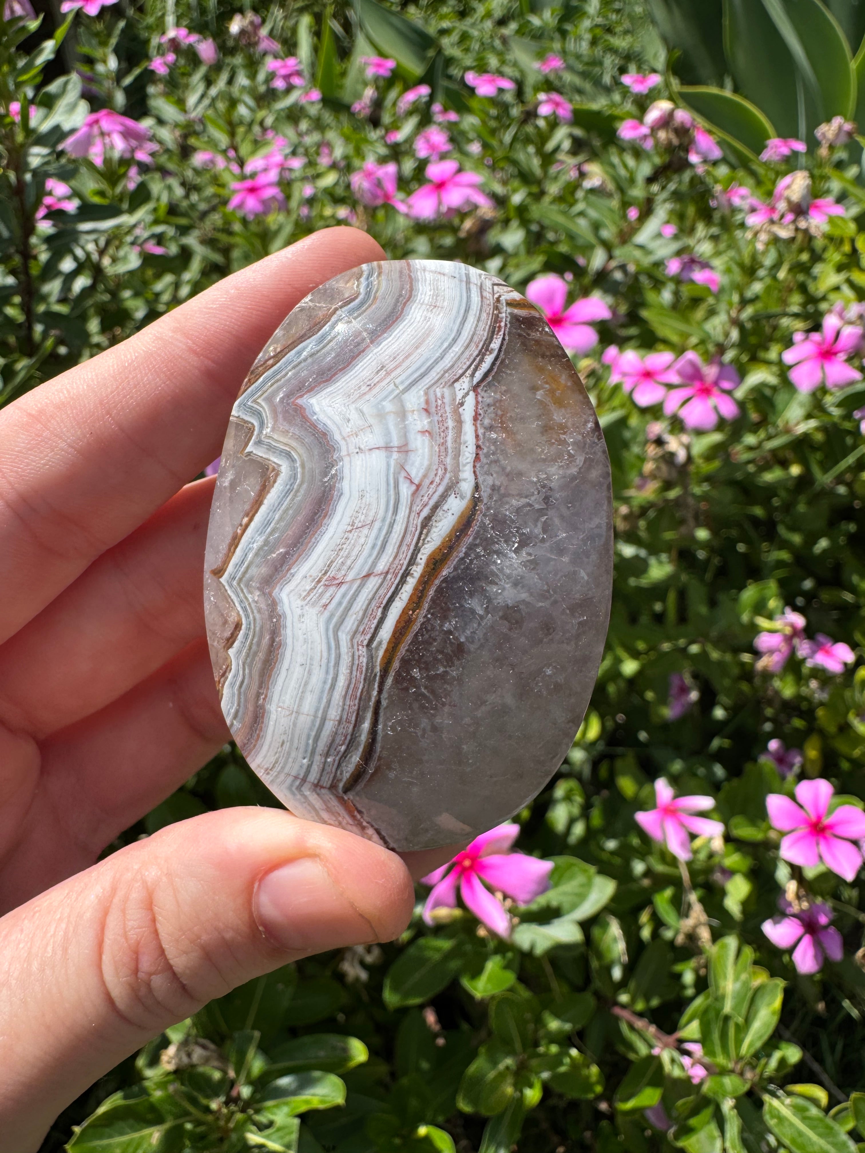 Mexican Agate And Amethyst Palm Stone