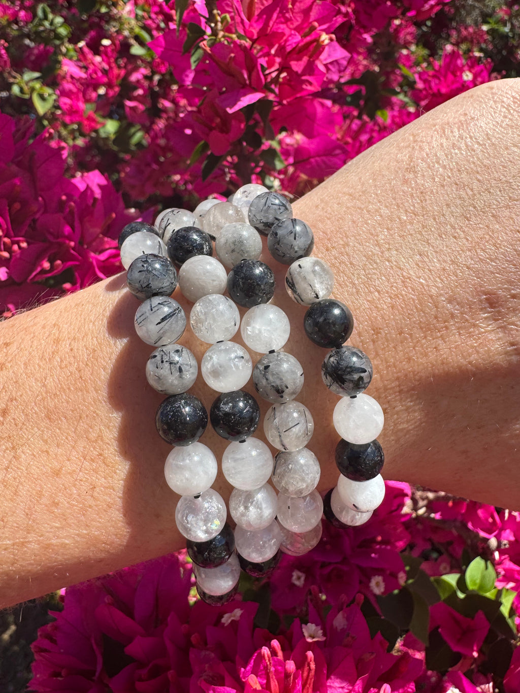 Tourmaline in Quartz 8mm Bracelet