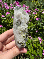Epidote and Prehnite on Garden Quartz Cluster