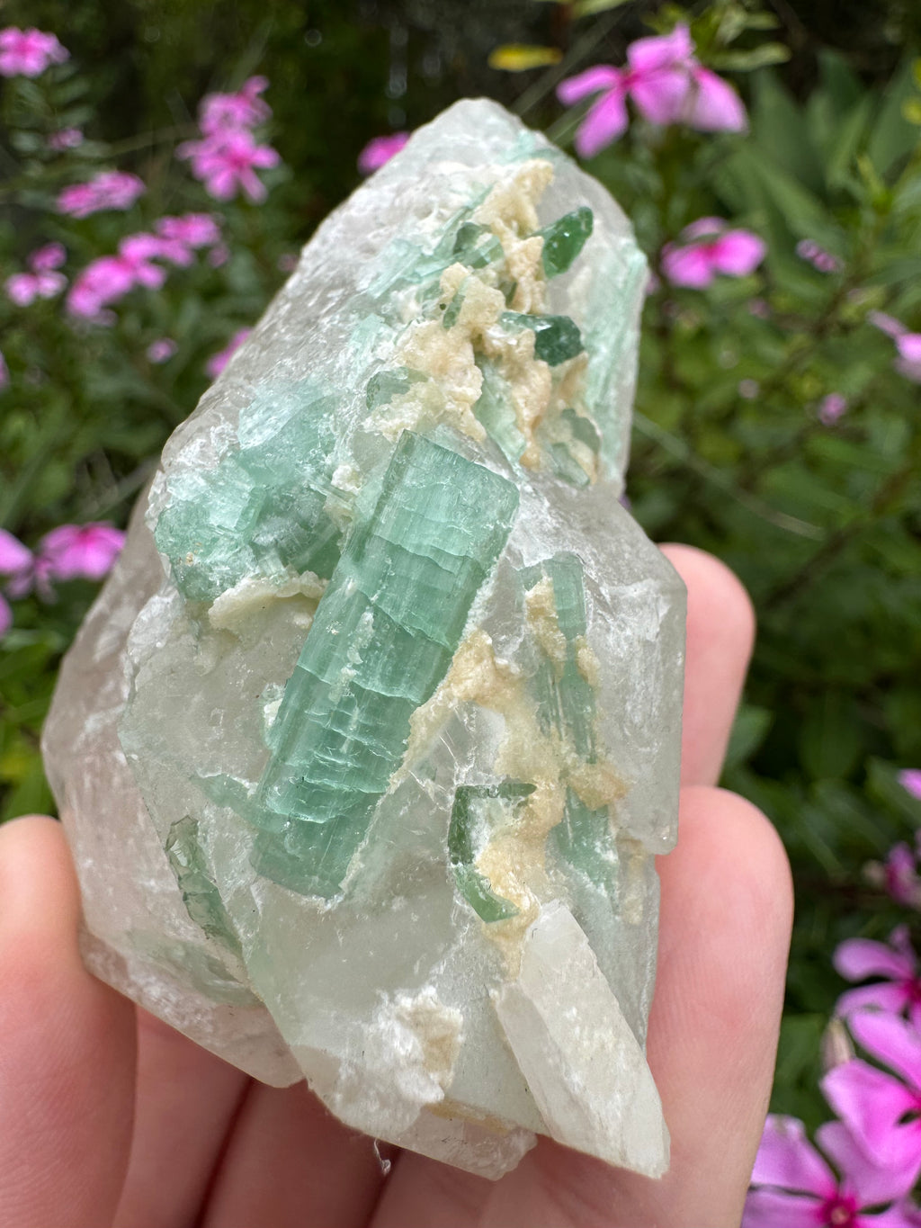 Green Tourmaline in Quartz Specimen
