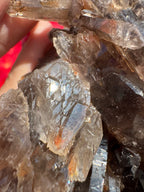 Deep Black Smoky Quartz with Hematite Cluster