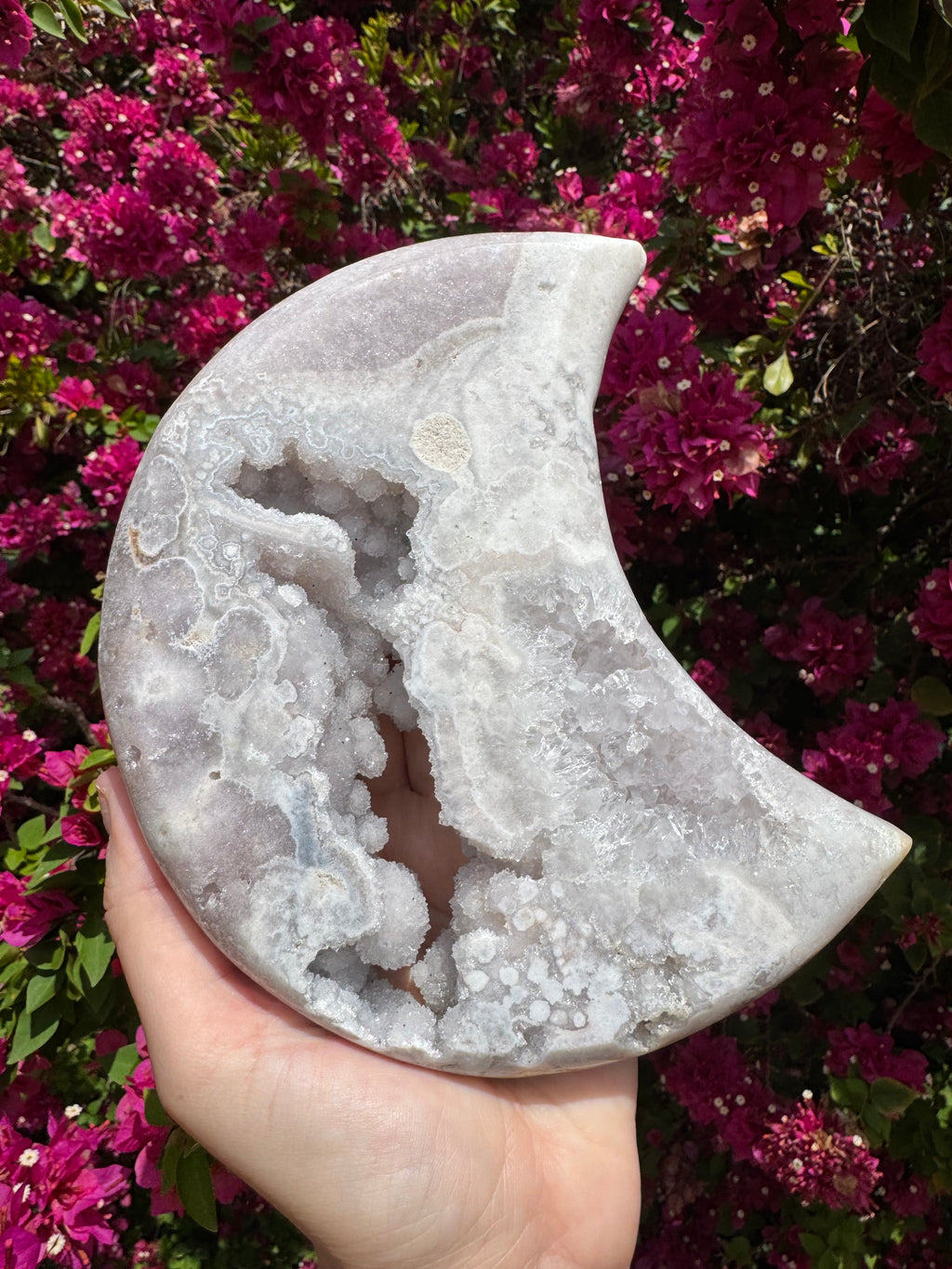 Lune en améthyste rose XL - Pièce maîtresse