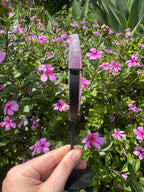 Purple Fluorite Crescent Moon on Metal Stand