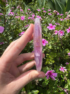 Purple Fluorite Crescent Moon on Metal Stand