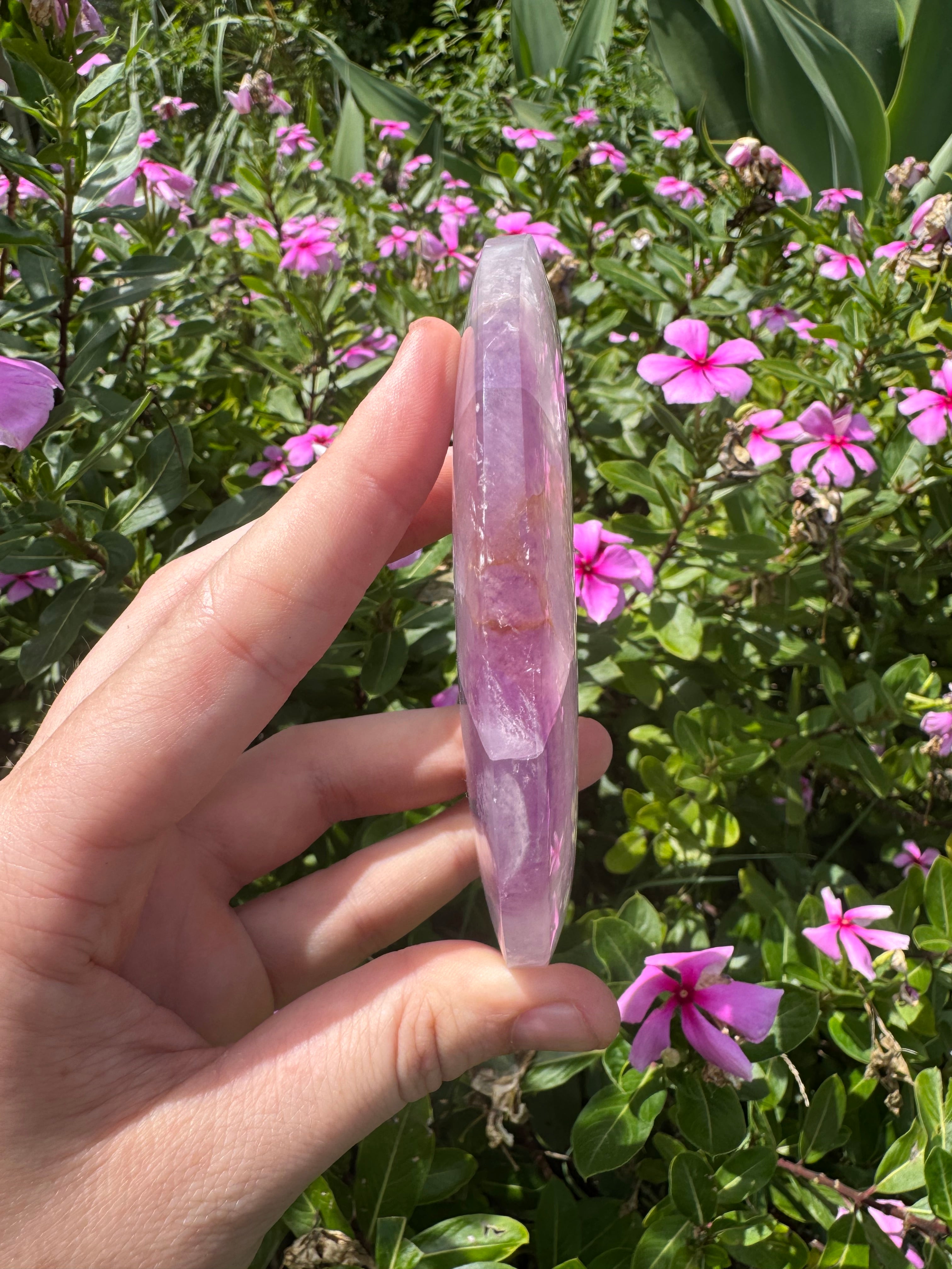 Purple Fluorite Crescent Moon on Metal Stand