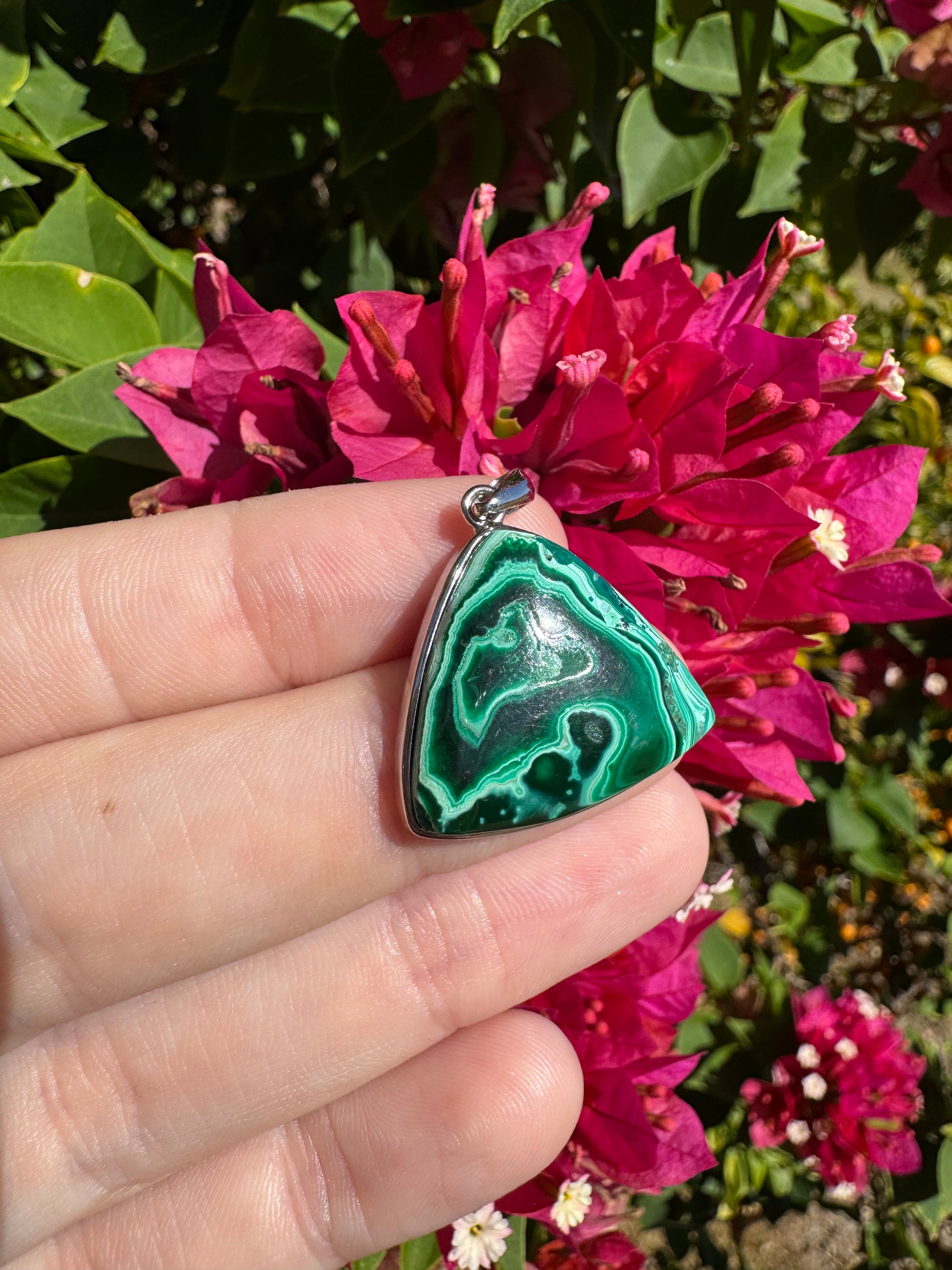 Malachite Pendant - Sterling Silver