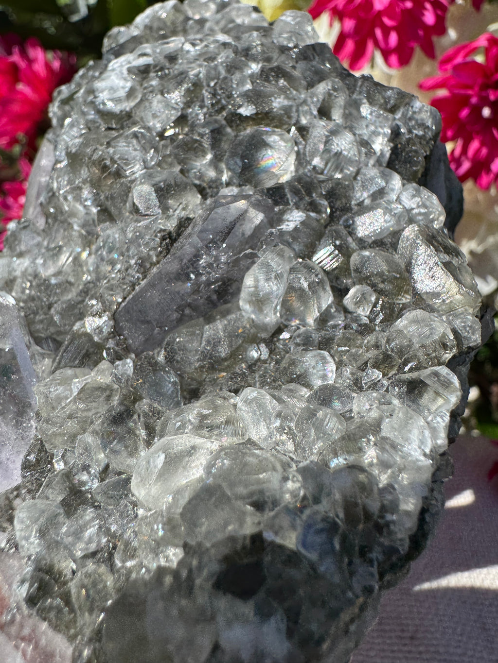 Amethyst Points With Botryoidal Green Fluorite Specimen - Brandberg