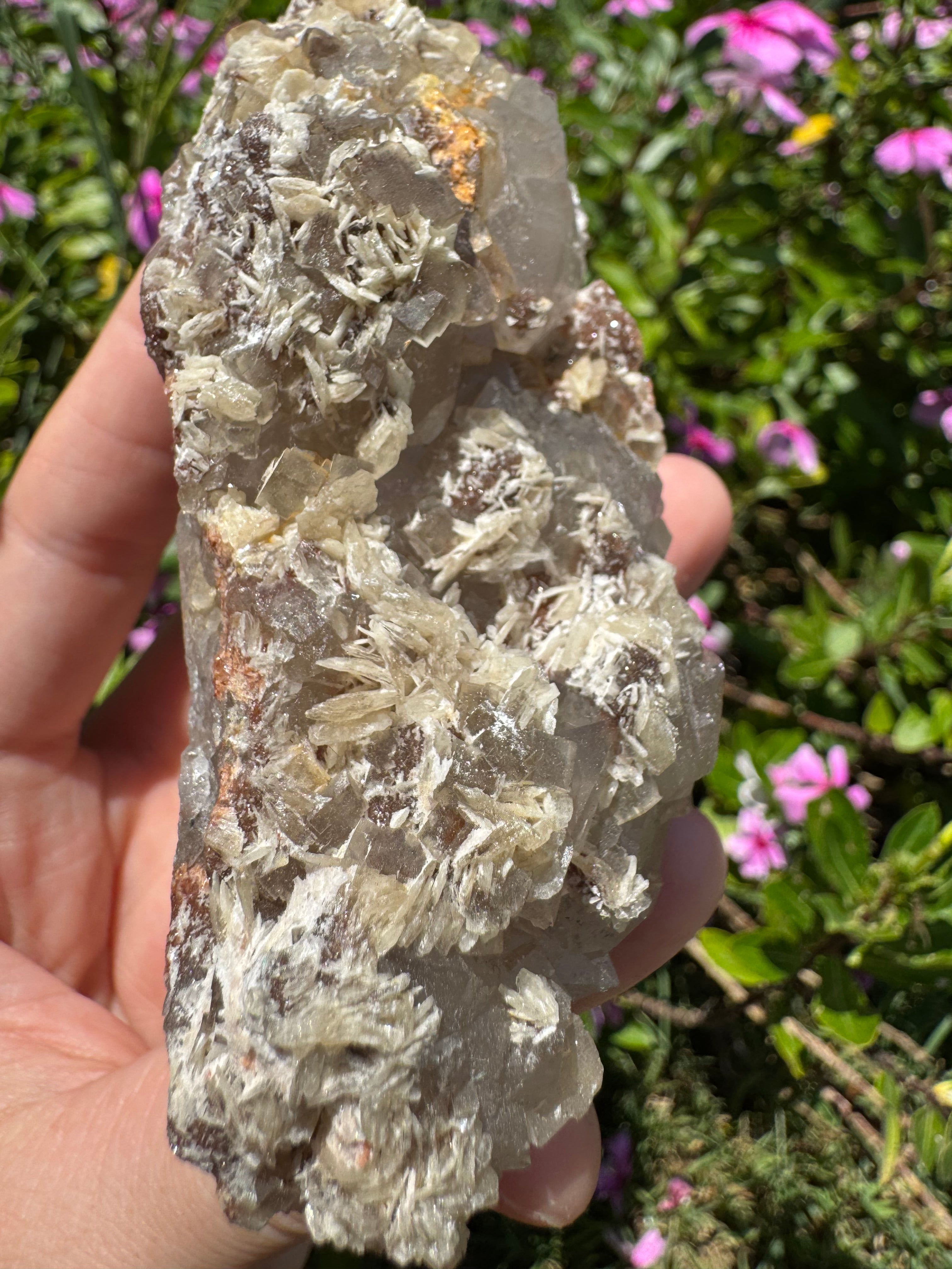 Fluorite And Barite on Quartz Specimen