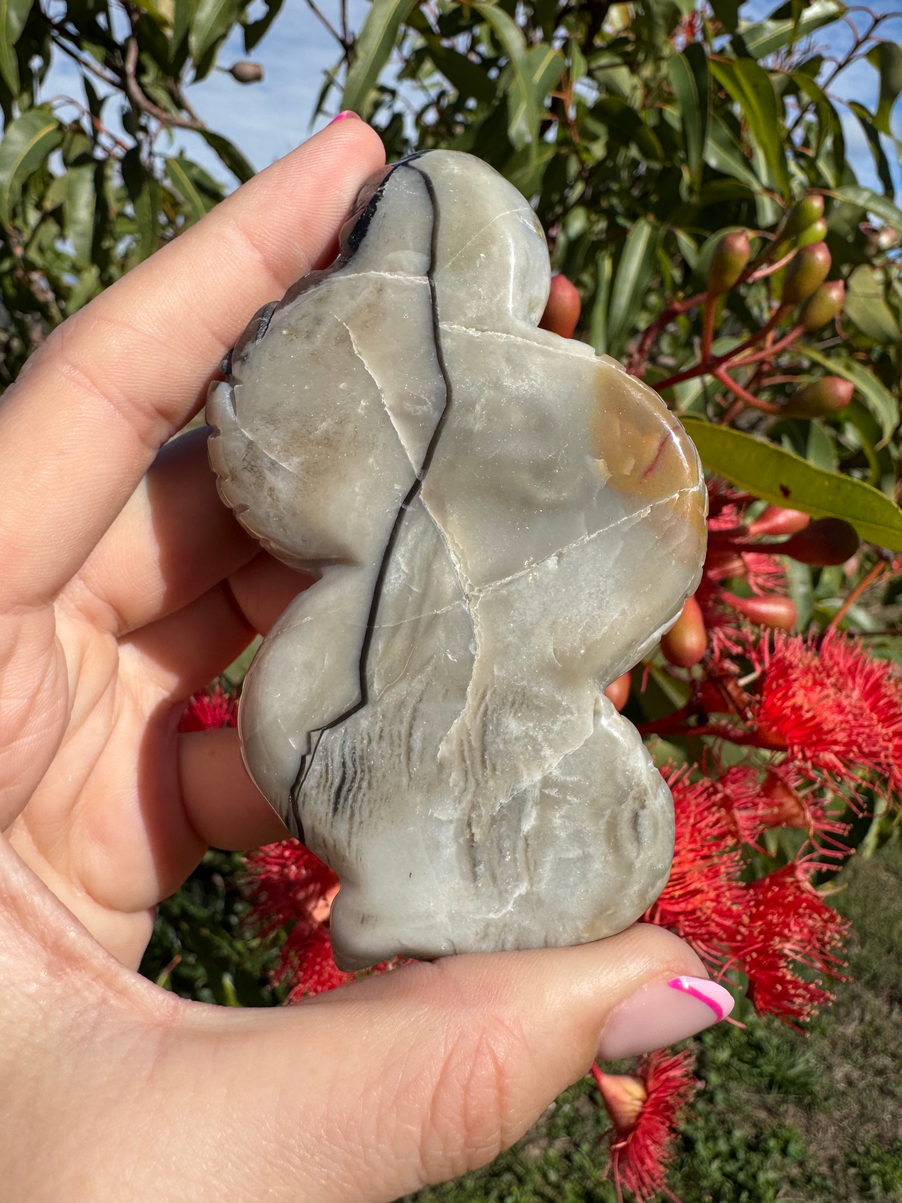 Volcanic Agate Snake Carving