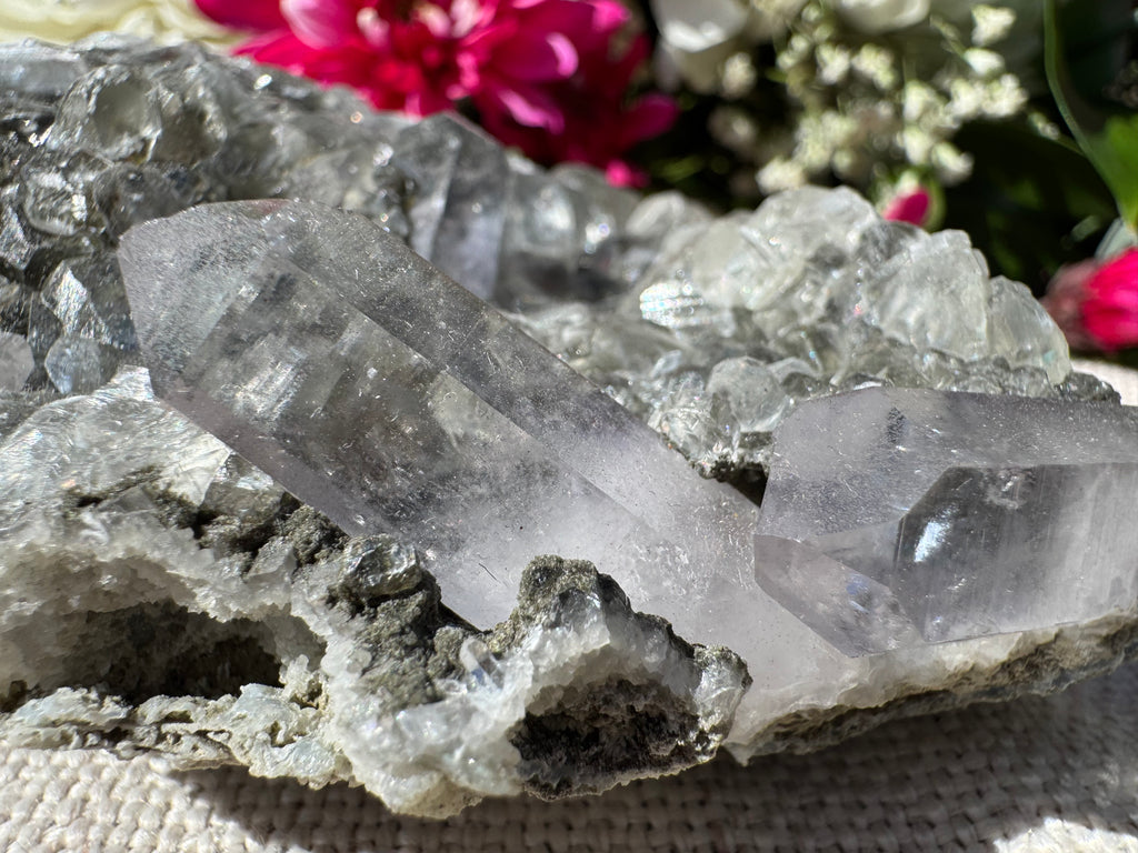 Amethyst Points With Botryoidal Green Fluorite Specimen - Brandberg