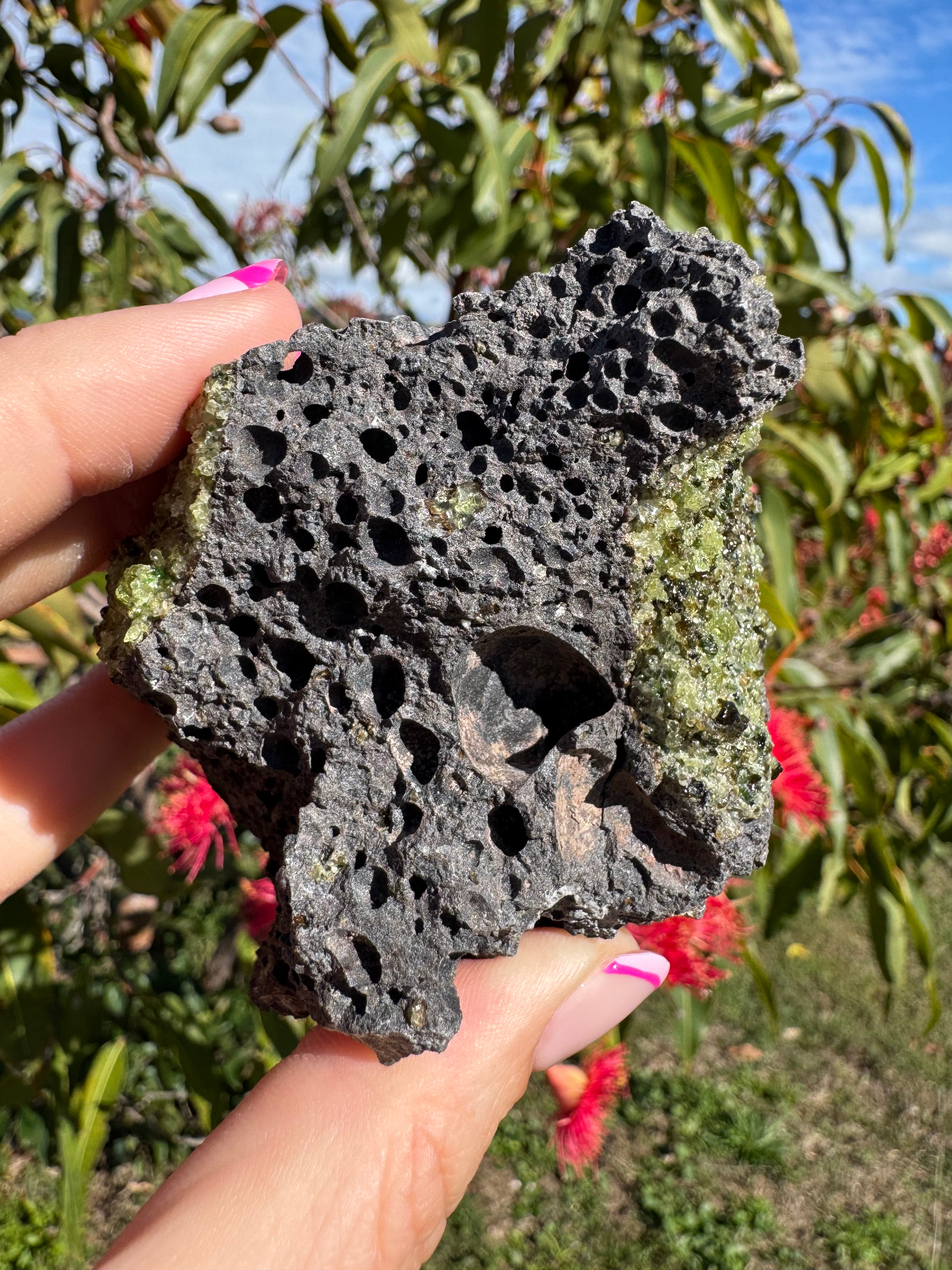 Peridot and Black Spinel On Matrix Specimen
