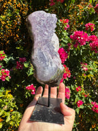 Amethyst Cluster with Druzy Calcite Inclusions