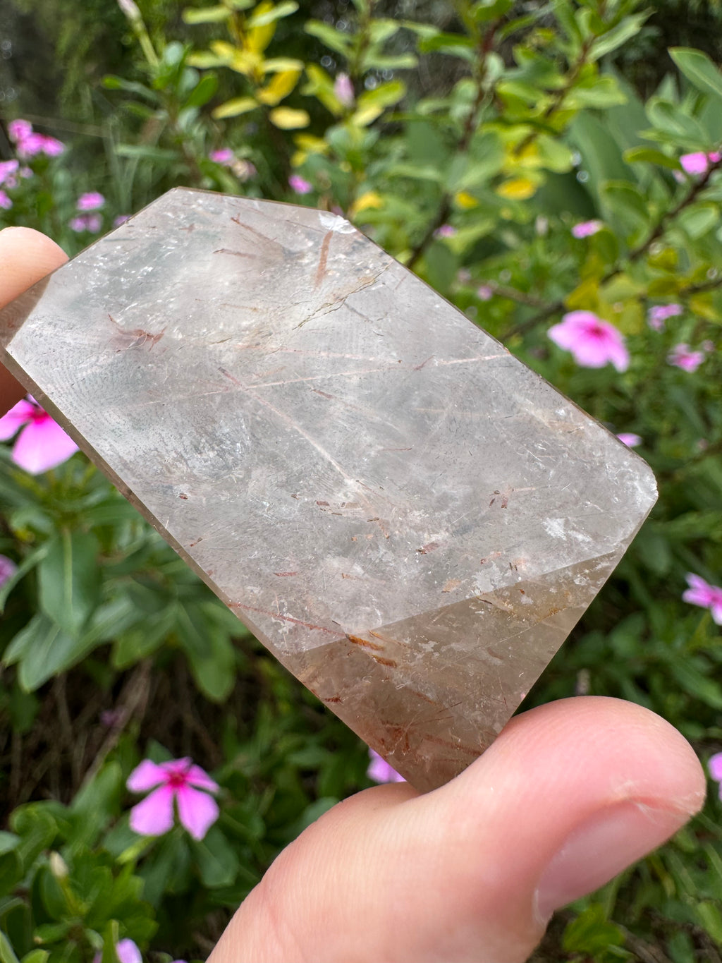 Red And Gold Copper Rutile in Quartz Freeform