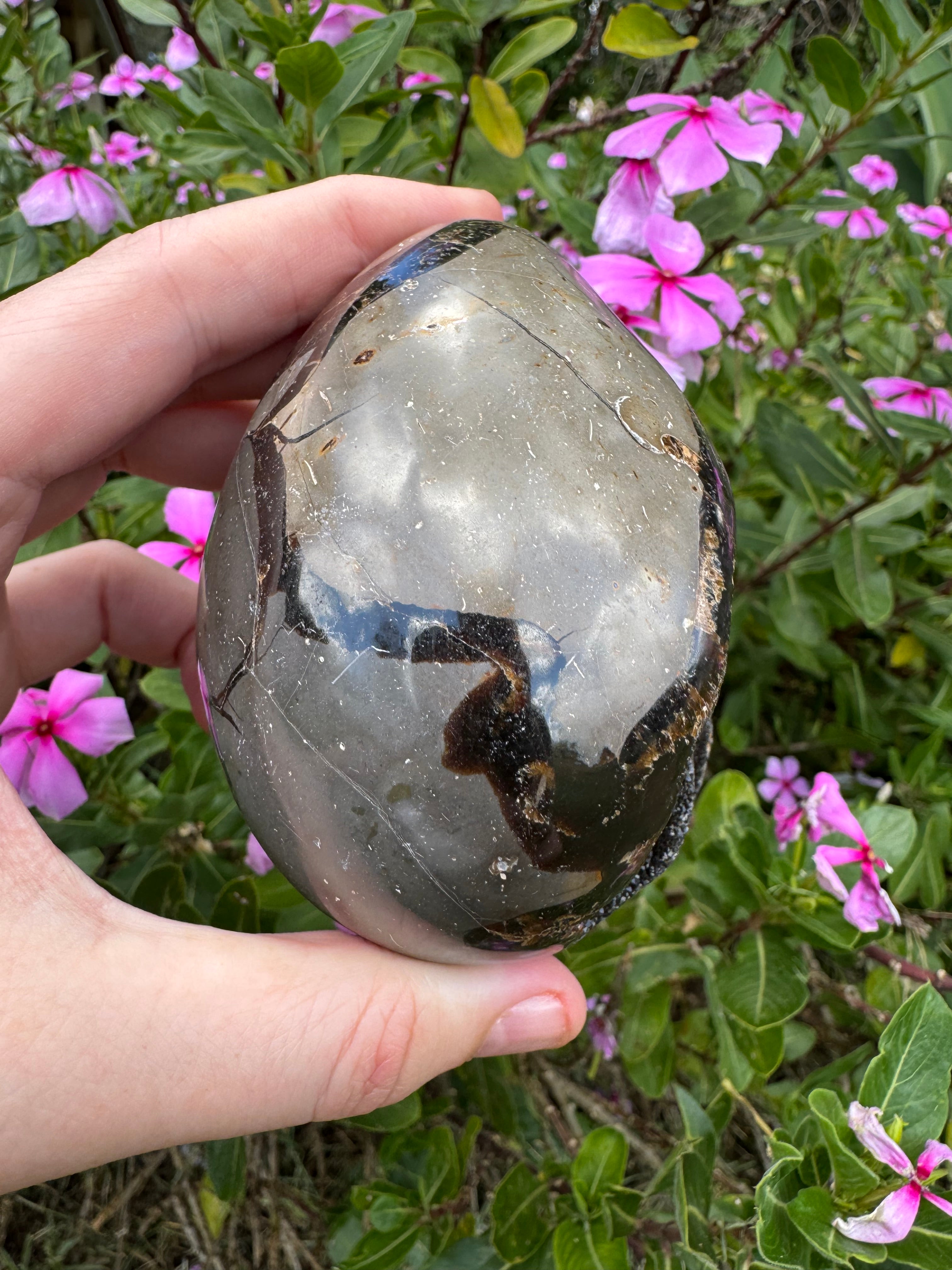 Septarian Druzy Egg with Calcite Inclusions